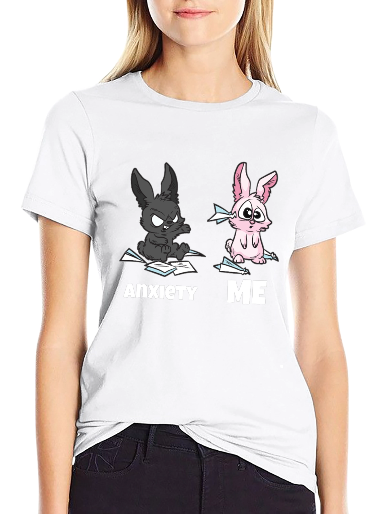 Anxiety vs Me T-Shirt Funny Rabbit Tee