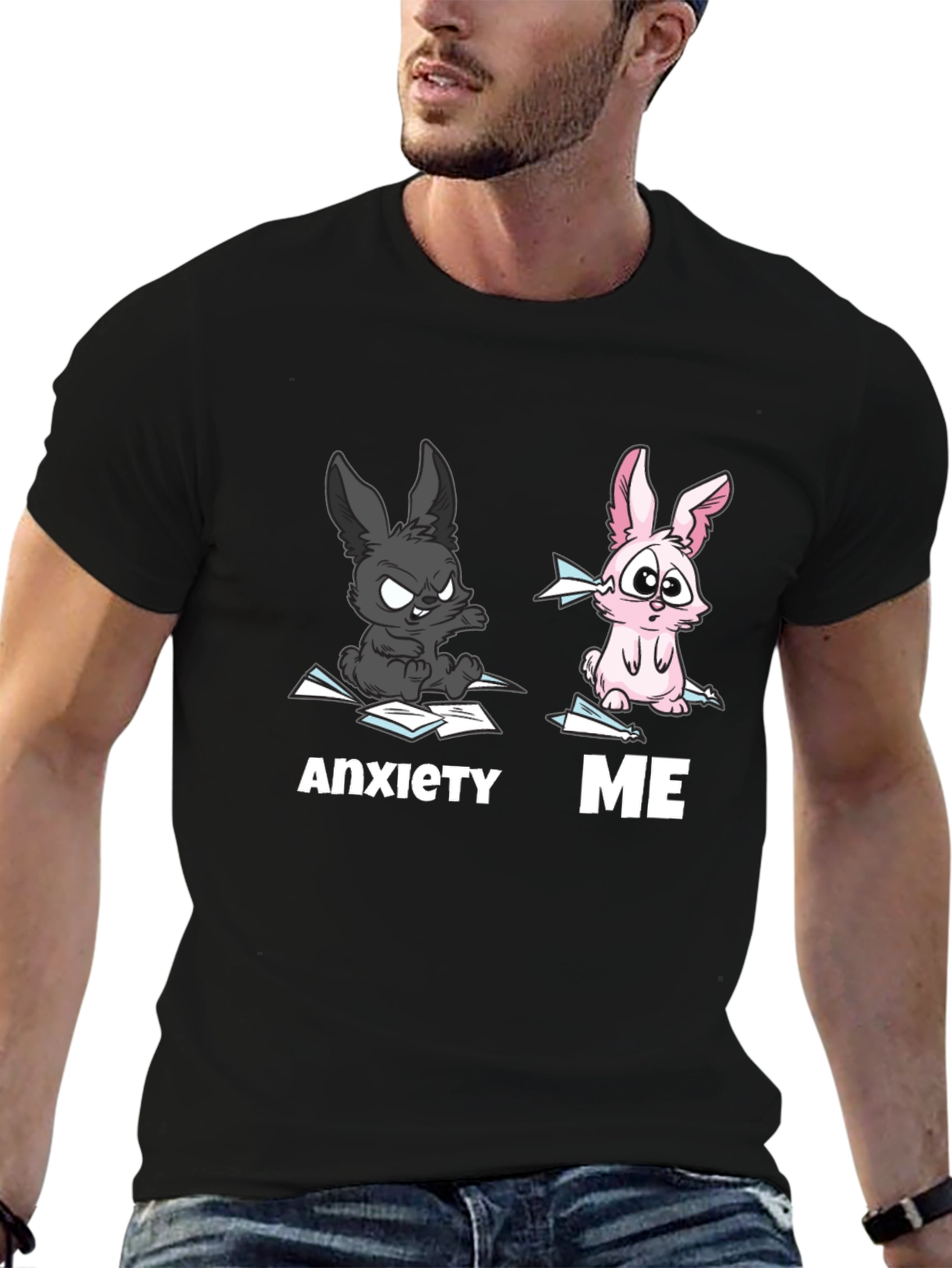 Anxiety vs Me T-Shirt Funny Rabbit Tee