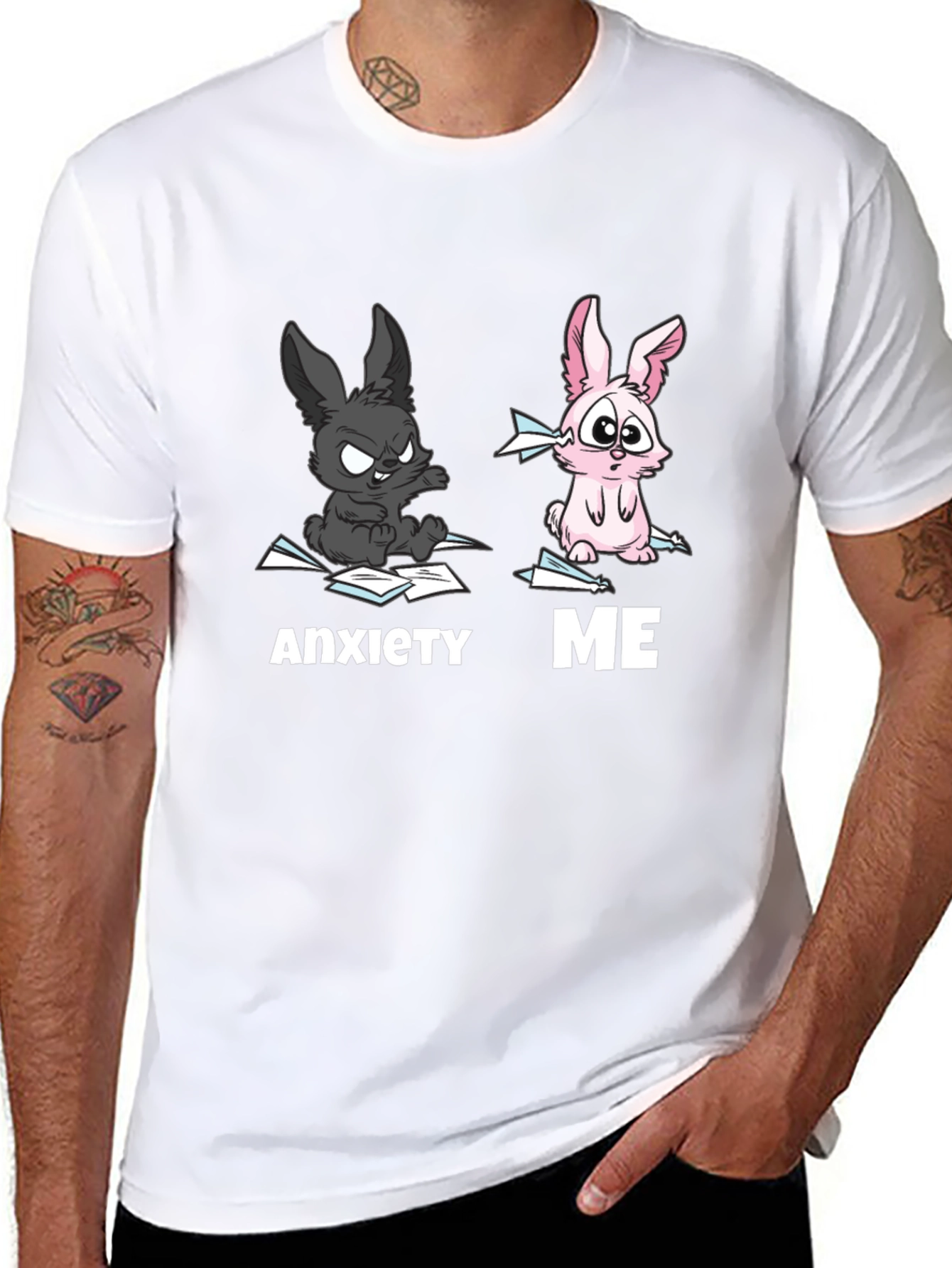 Anxiety vs Me T-Shirt Funny Rabbit Tee