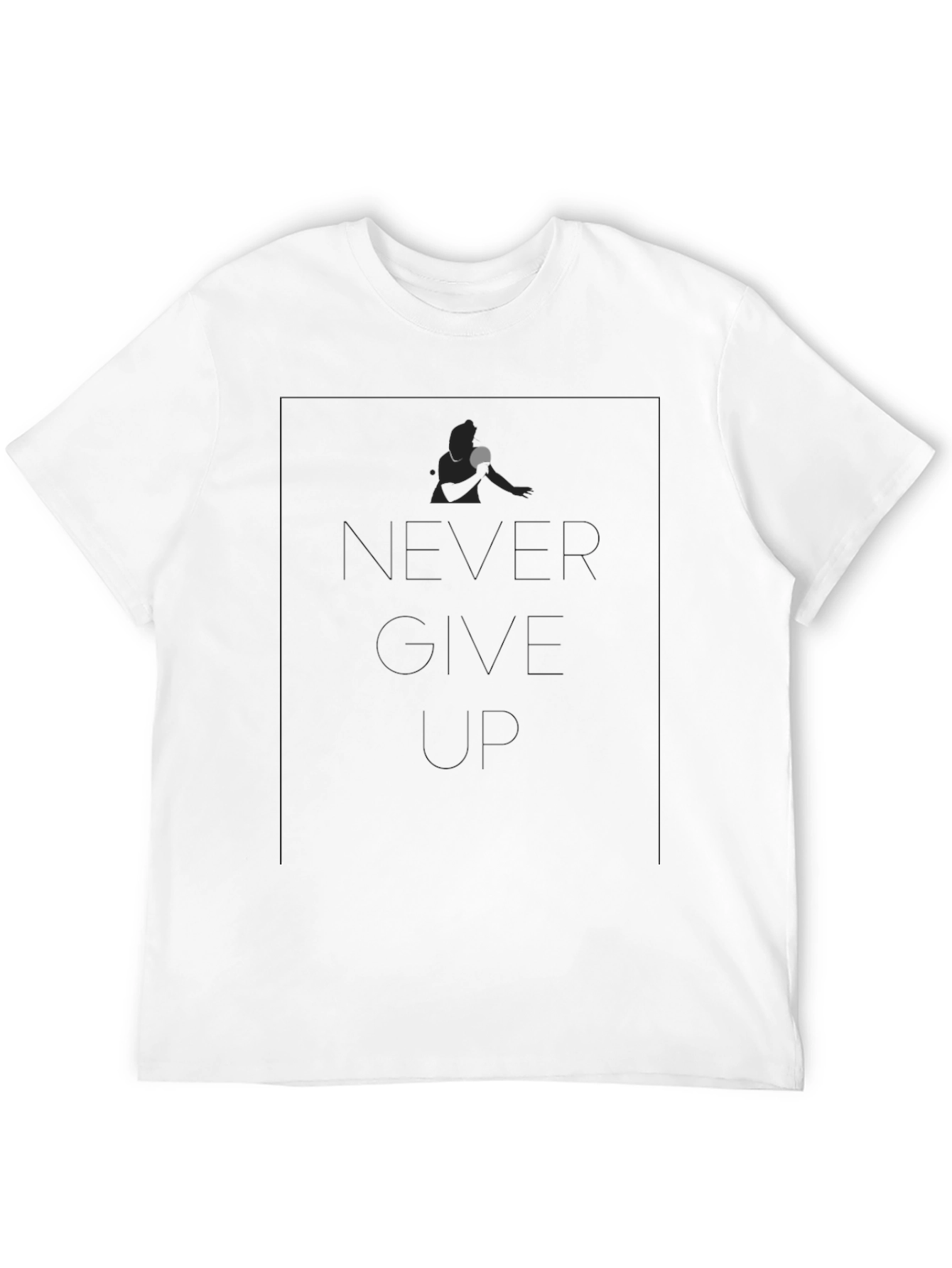 Never Give Up Table Tennis Player Black T-Shirt