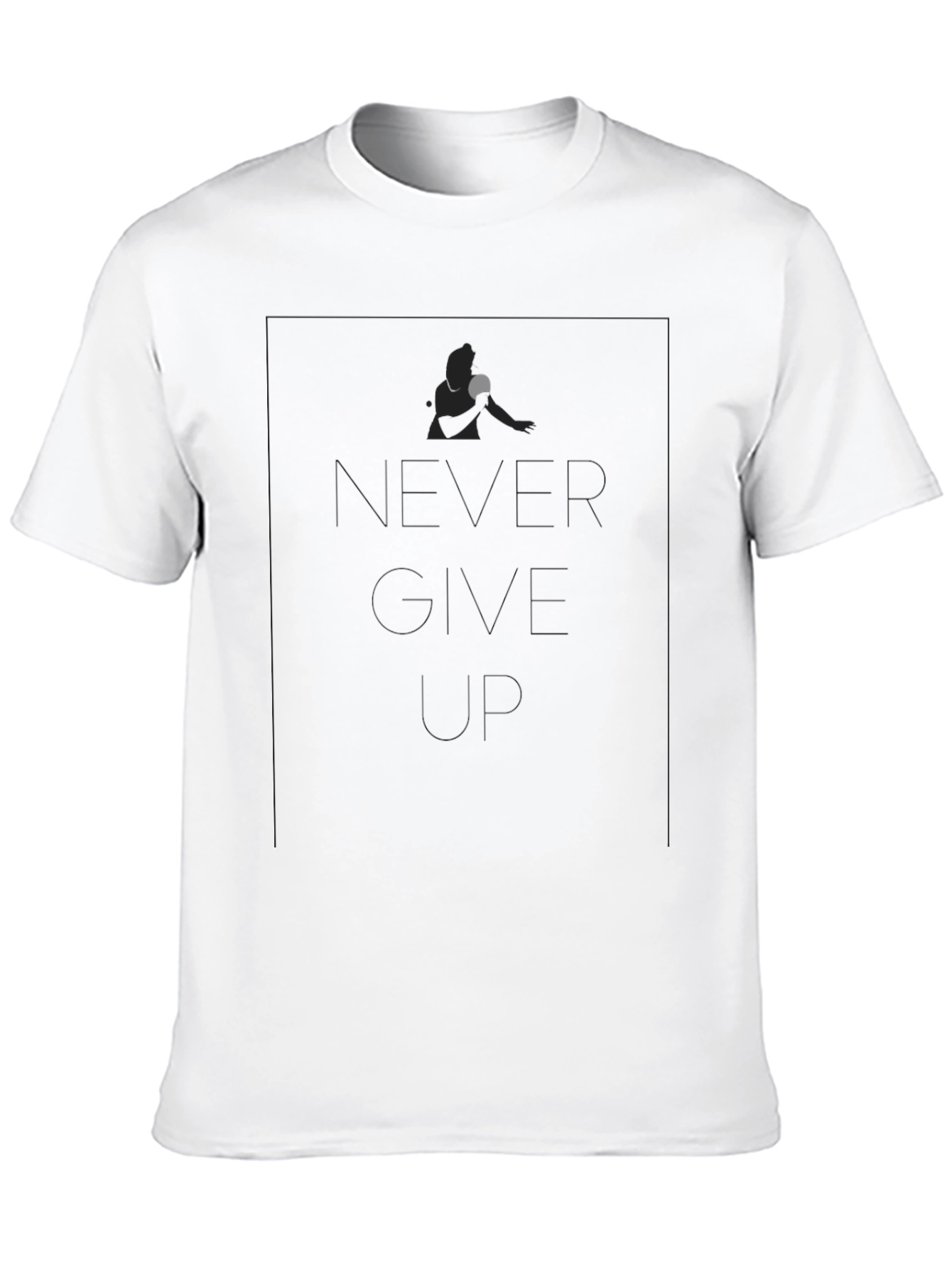 Never Give Up Table Tennis Player Black T-Shirt