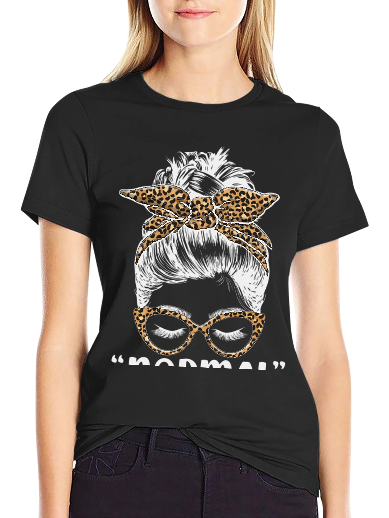 Messy Bun Leopard Tee - Not Normal