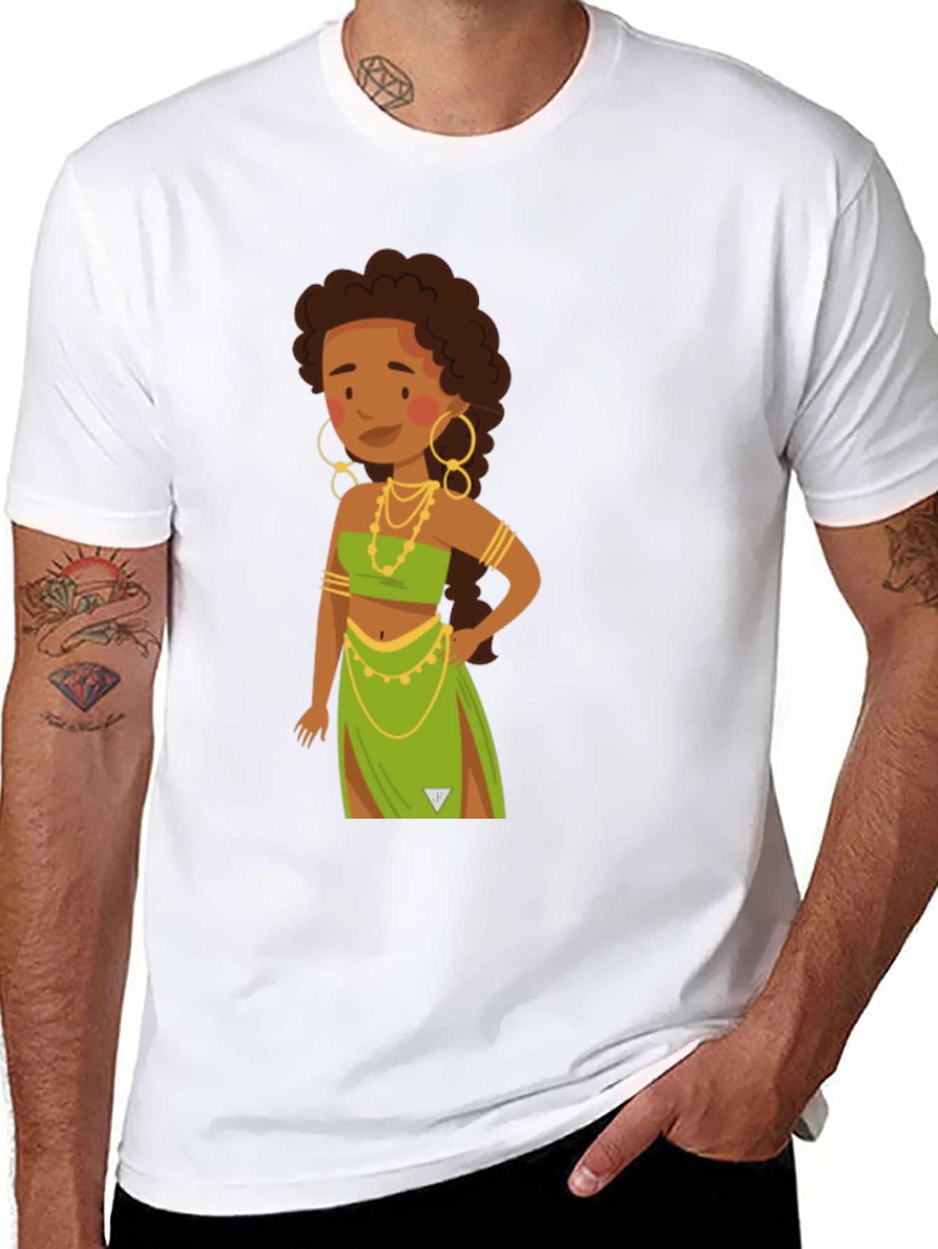 Cartoon Woman Graphic Black T-Shirt
