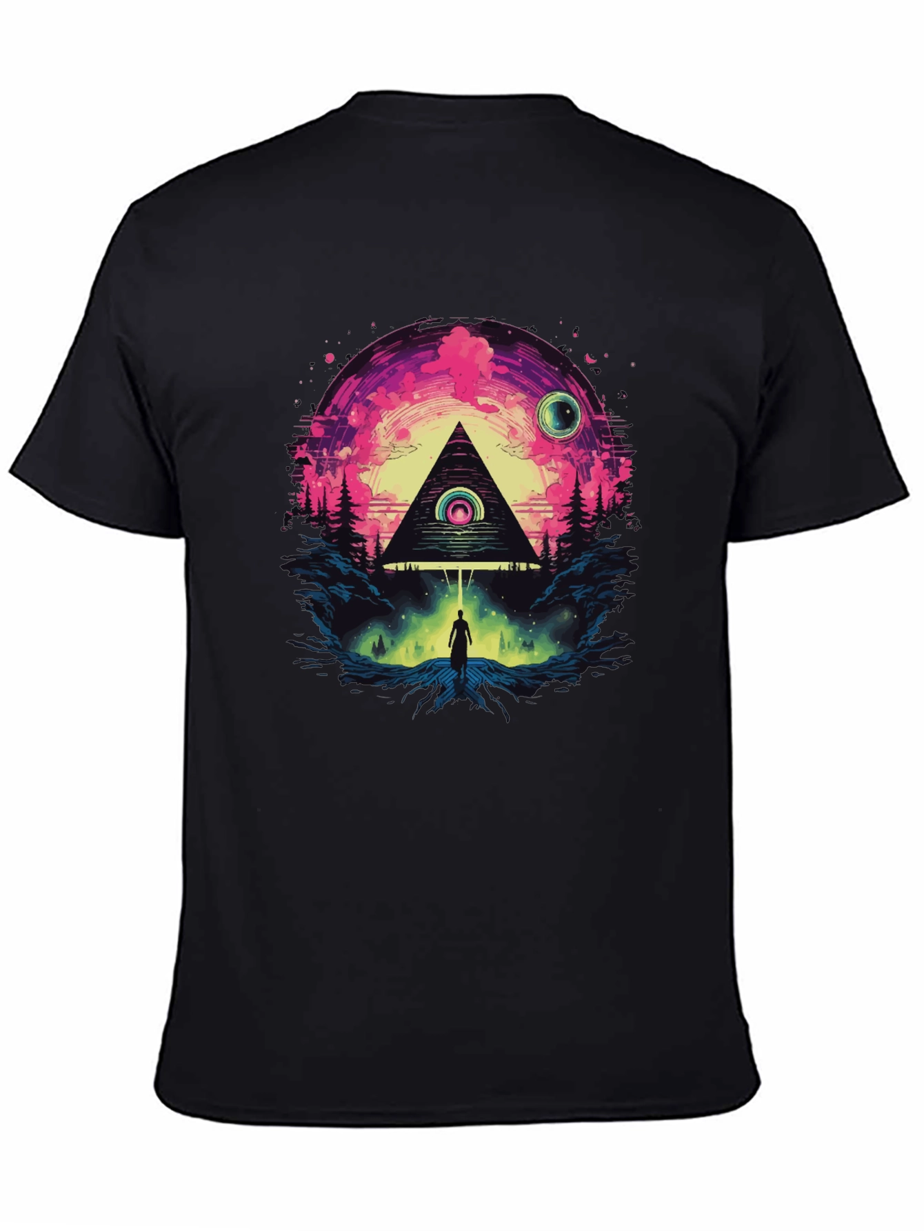 Illuminati Pyramid Graphic Tee - Stylish Mens Black T-Shirt