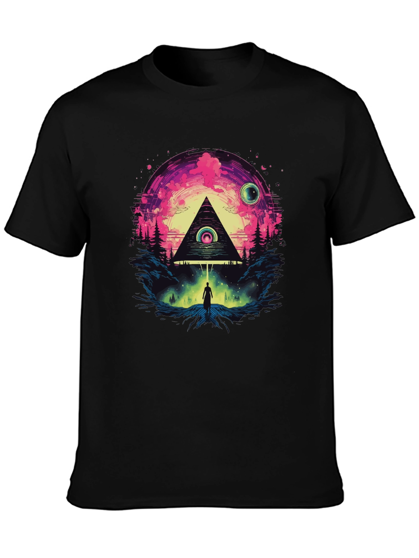 Illuminati Pyramid Graphic Tee - Stylish Mens Black T-Shirt