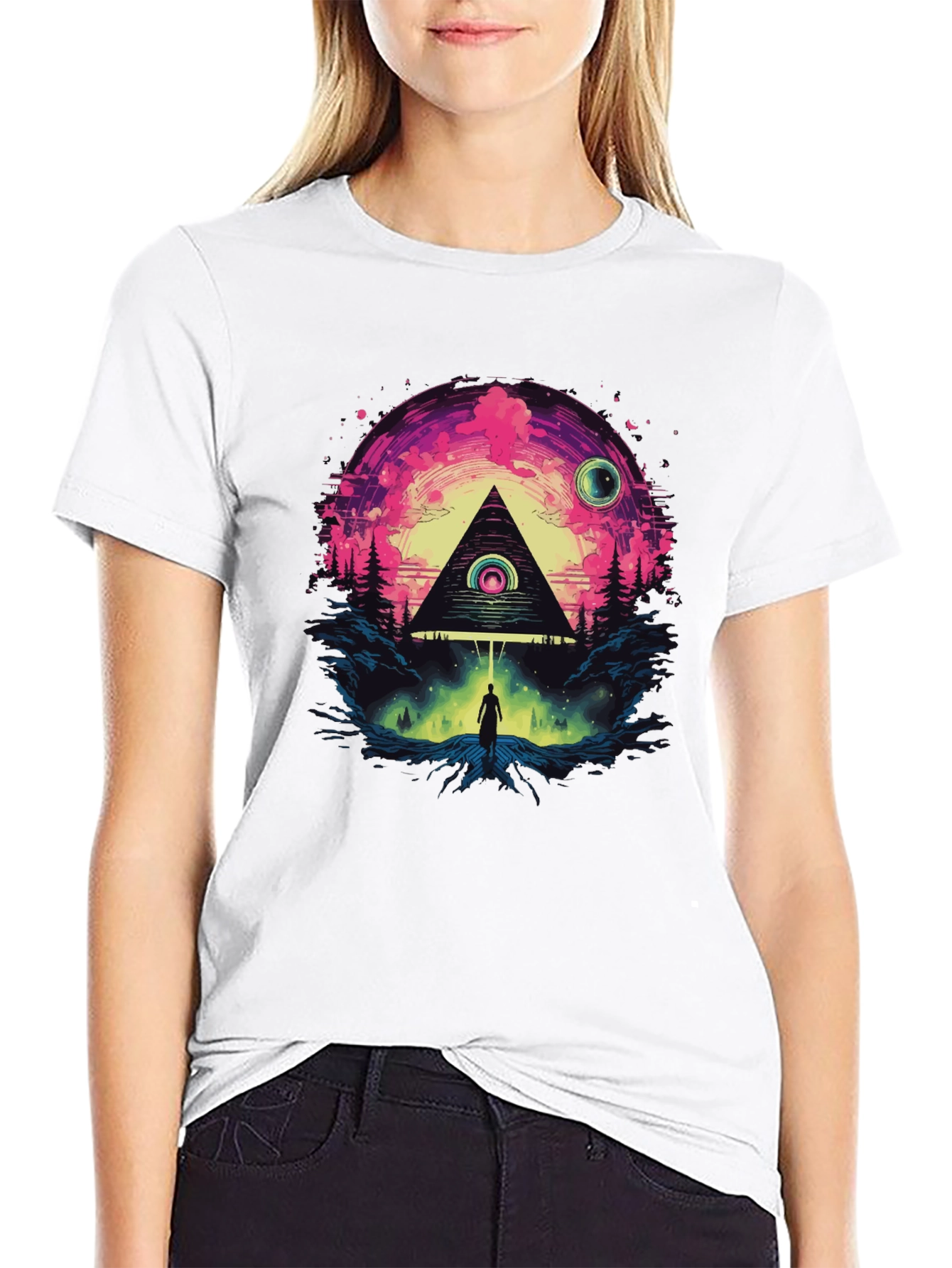 Illuminati Pyramid Graphic Tee - Stylish Mens Black T-Shirt