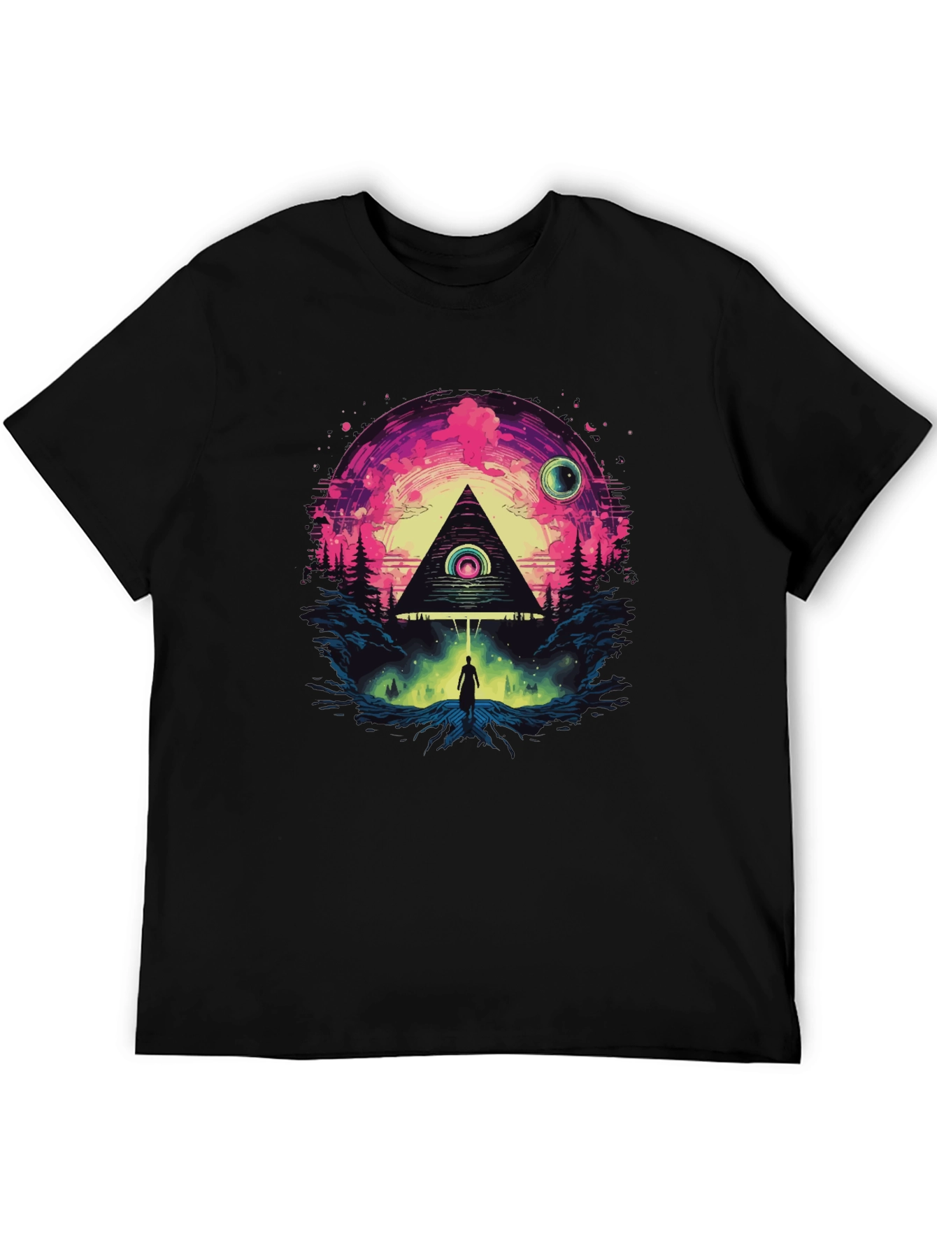 Illuminati Pyramid Graphic Tee - Stylish Mens Black T-Shirt