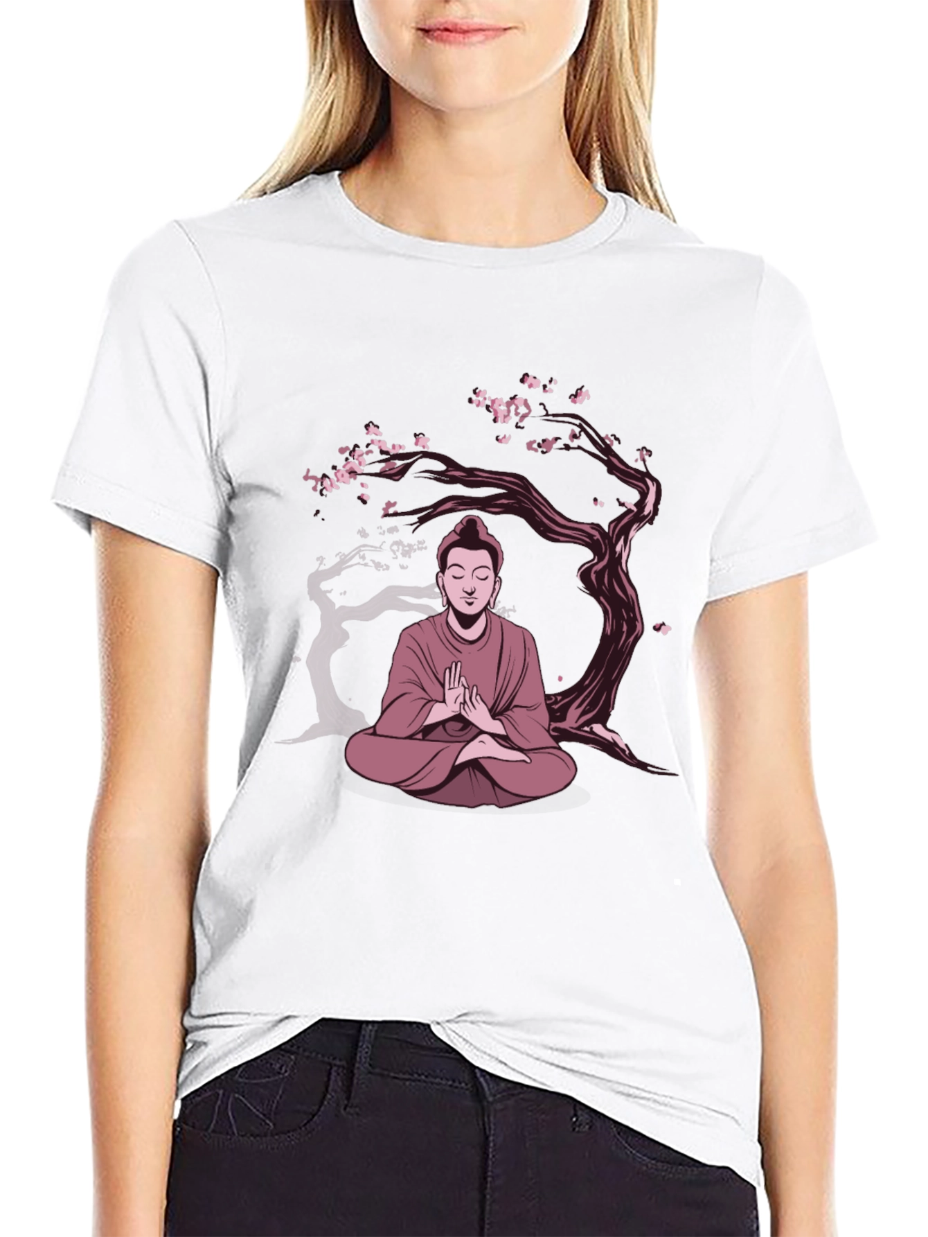 Buddha Under Sakura Tree Graphic Tee