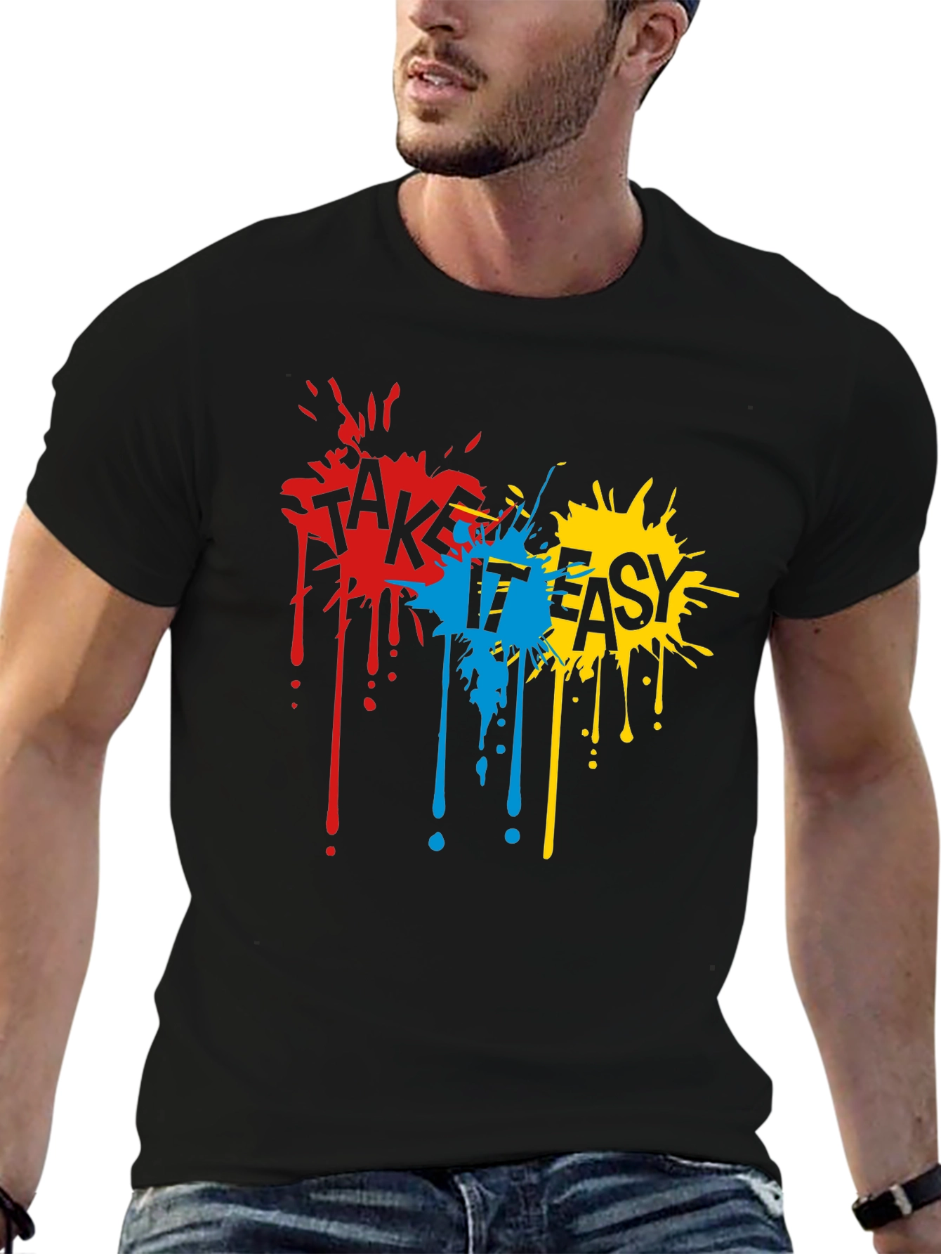 Take It Easy Graphic Tee - Casual Black T-Shirt
