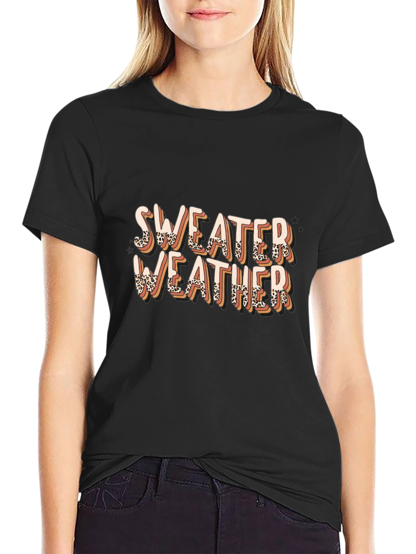Sweater Weather Leopard Print Graphic Tee
