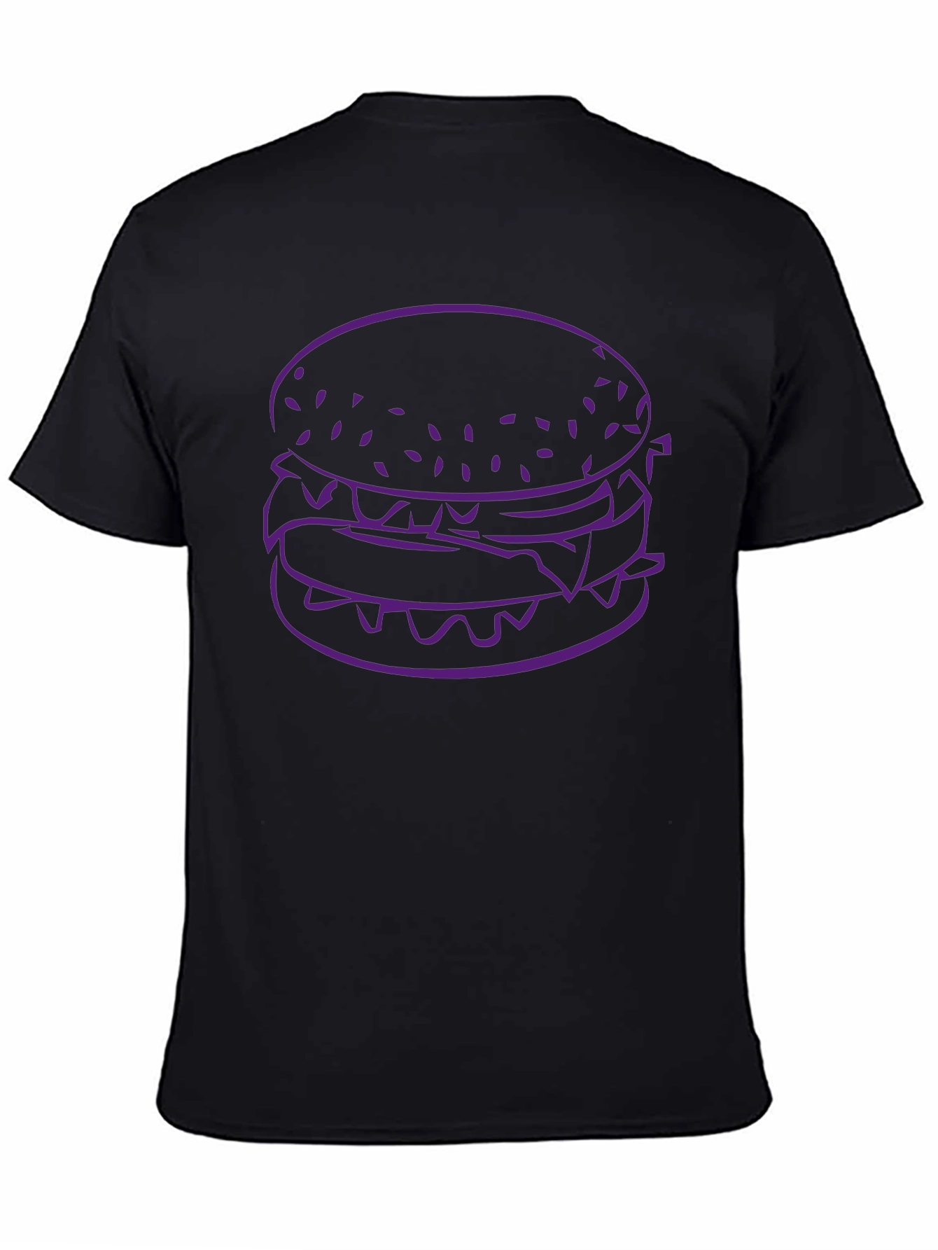 Burger Graphic Tee - Black Cotton T-Shirt