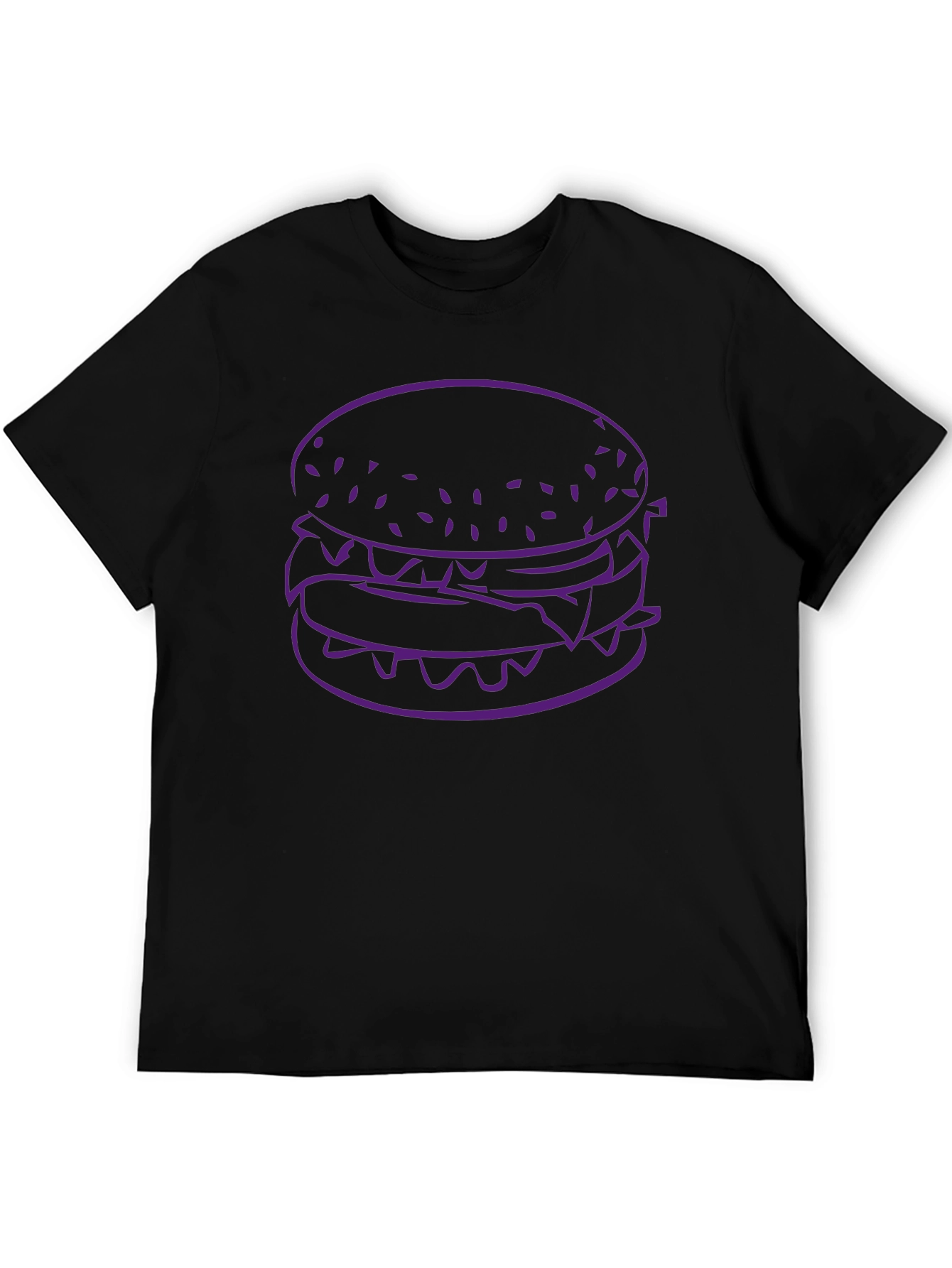 Burger Graphic Tee - Black Cotton T-Shirt