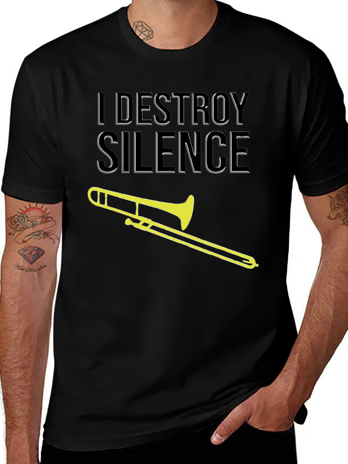 I Destroy Silence Trombone Graphic Tee