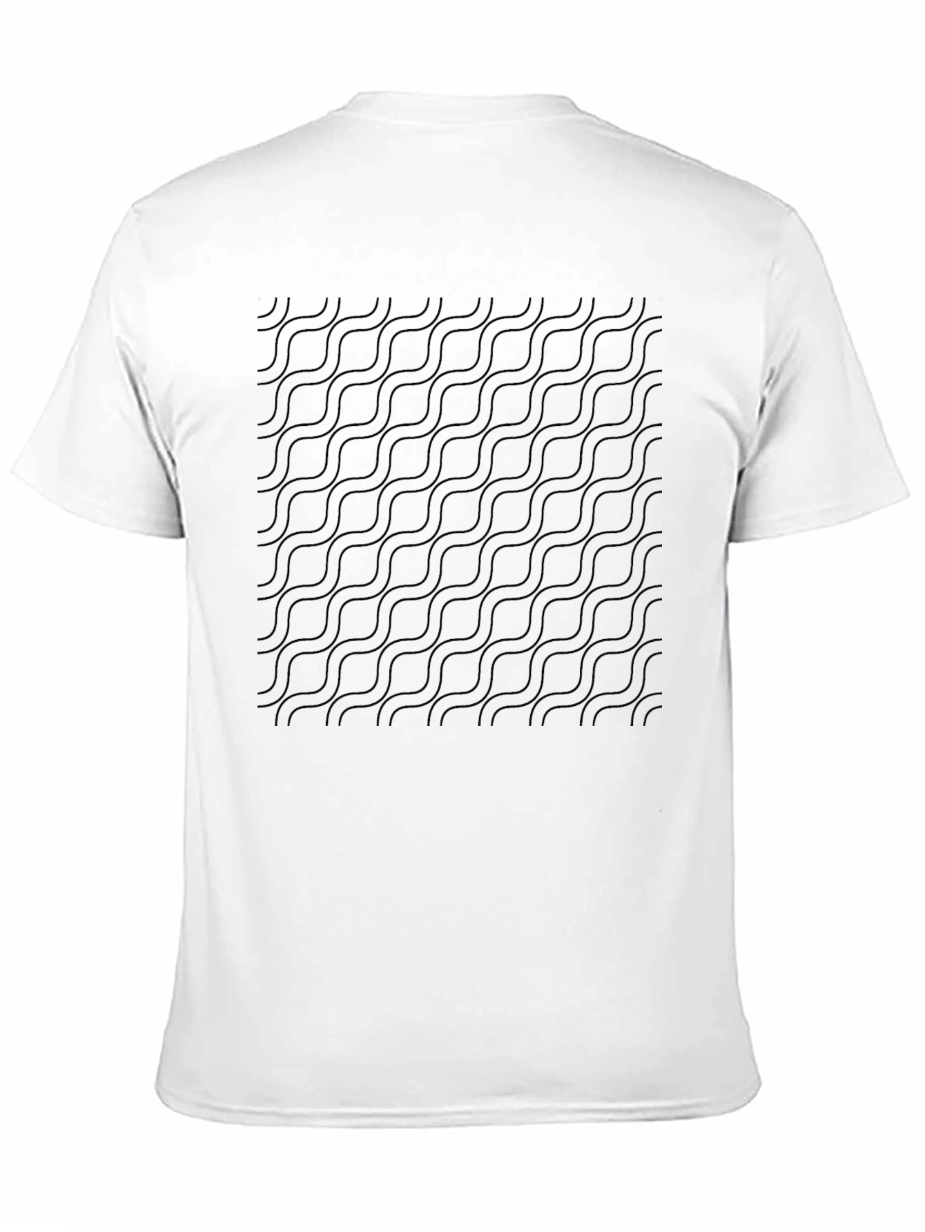 Mens Black Wave Pattern Crew Neck T-Shirt