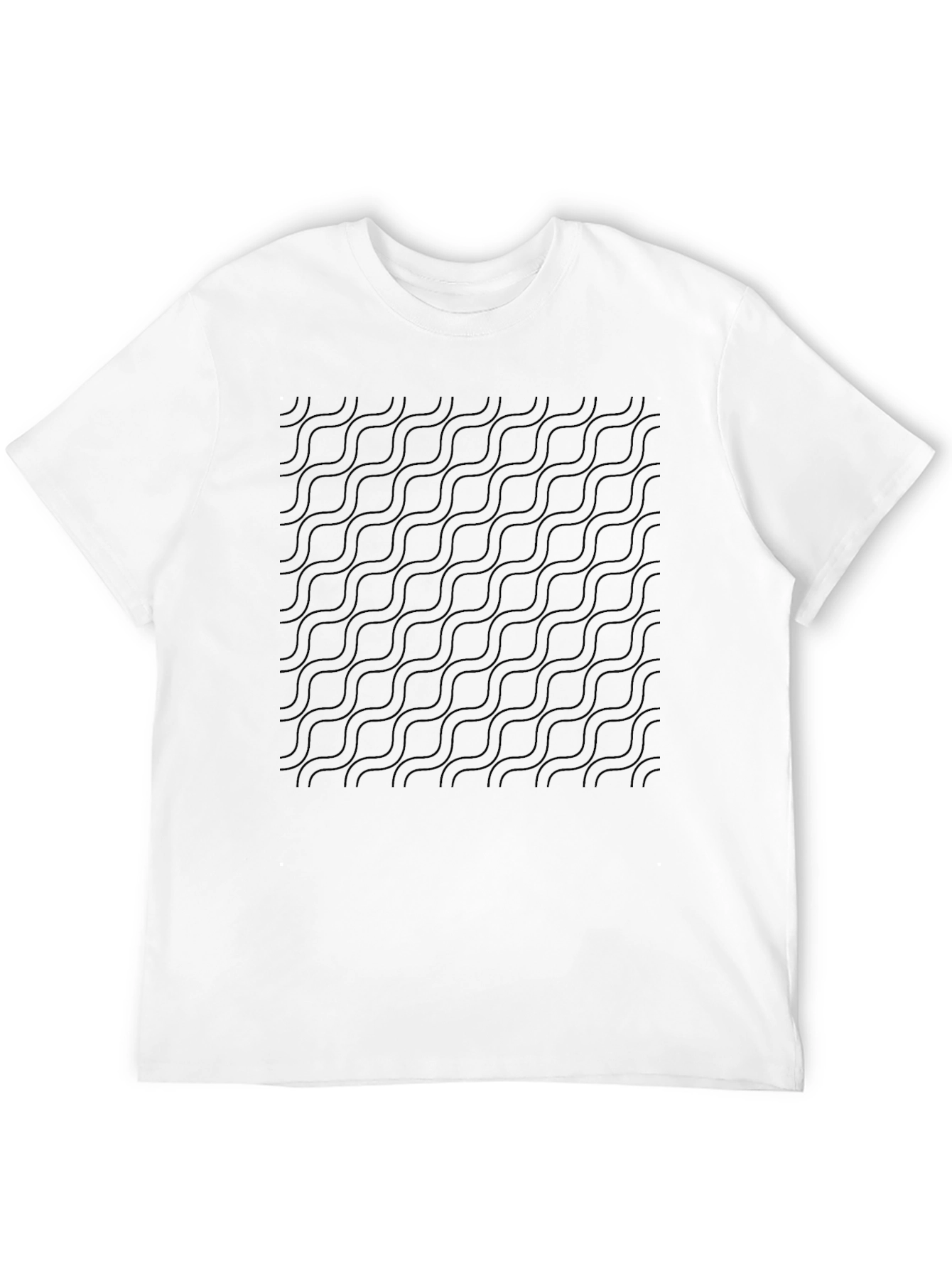 Mens Black Wave Pattern Crew Neck T-Shirt