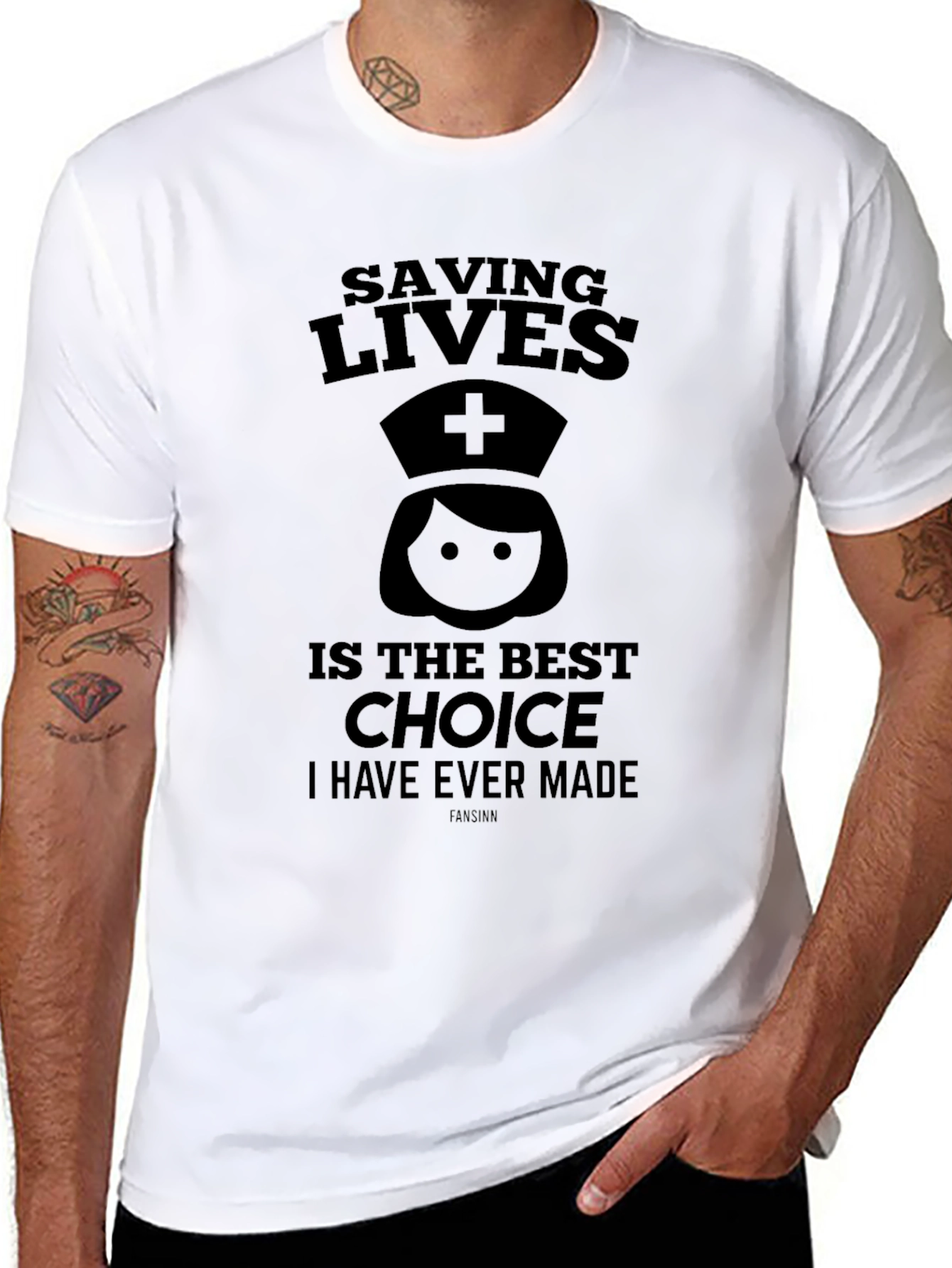 Saving Lives Nurse Graphic Black T-Shirt