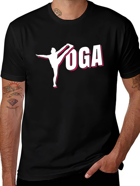 Yoga Pose Graphic Tee - Black Cotton T-Shirt
