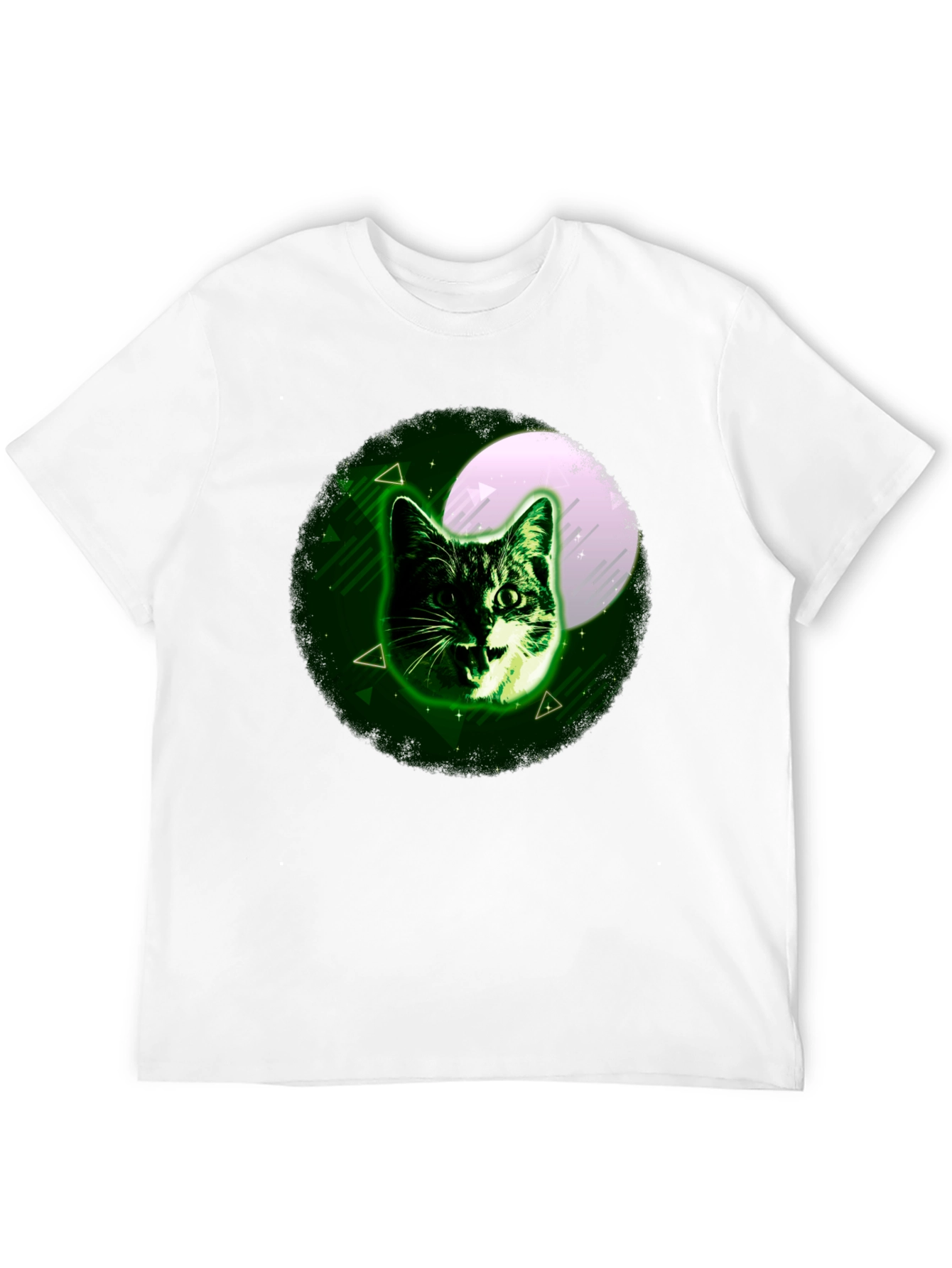 Cat Moon Graphic Tee - Stylish Mens Black T-Shirt
