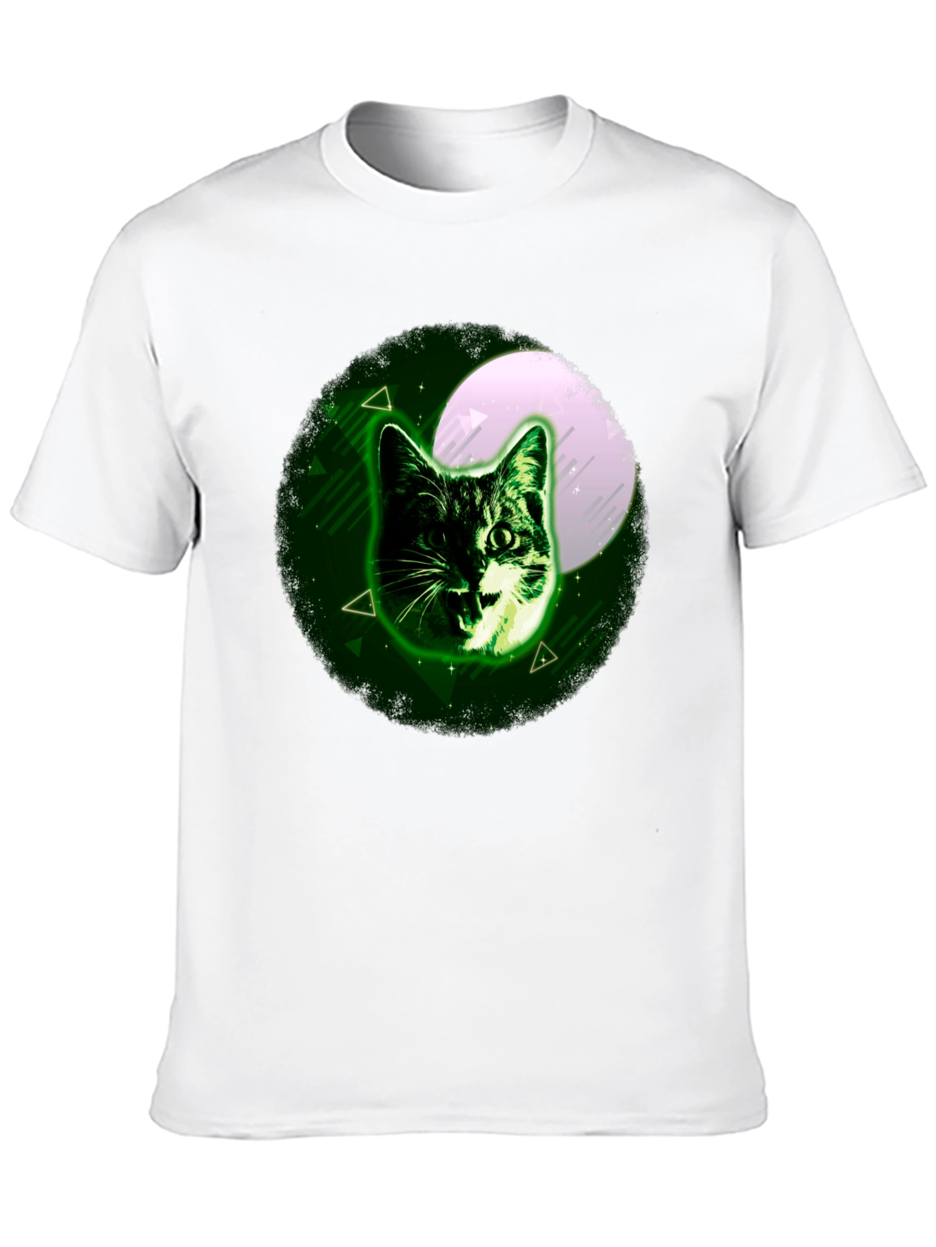 Cat Moon Graphic Tee - Stylish Mens Black T-Shirt