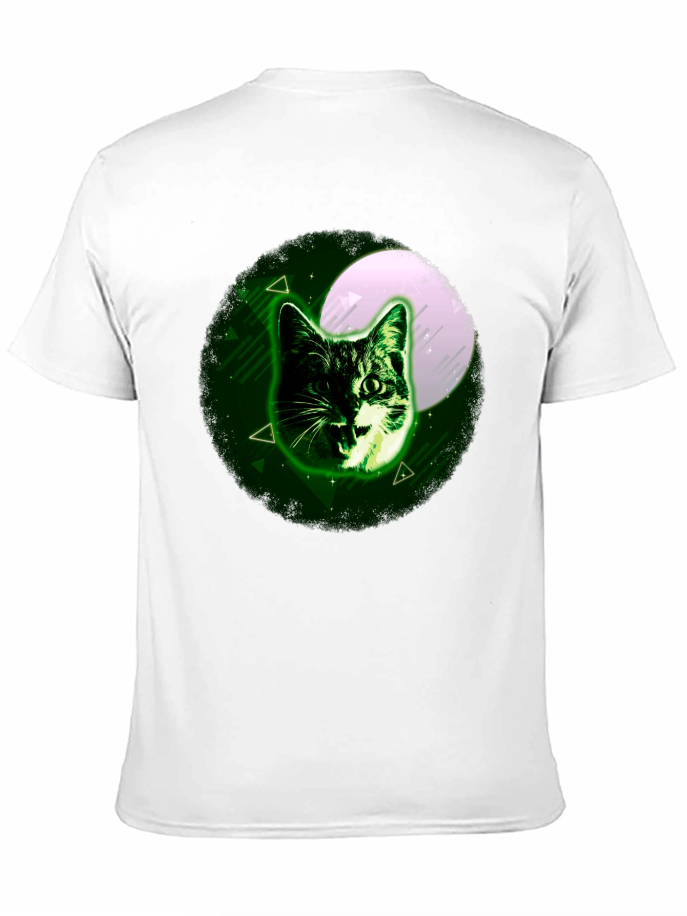 Cat Moon Graphic Tee - Stylish Mens Black T-Shirt