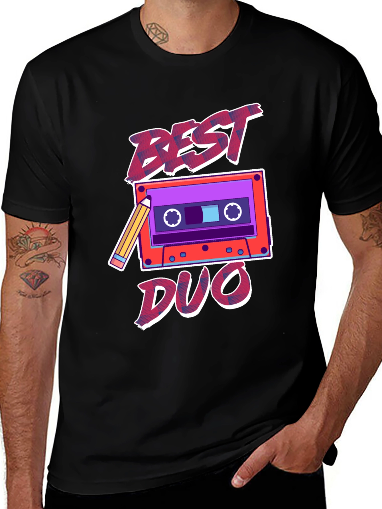 Best Duo Cassette Tape Graphic Tee - Retro Style