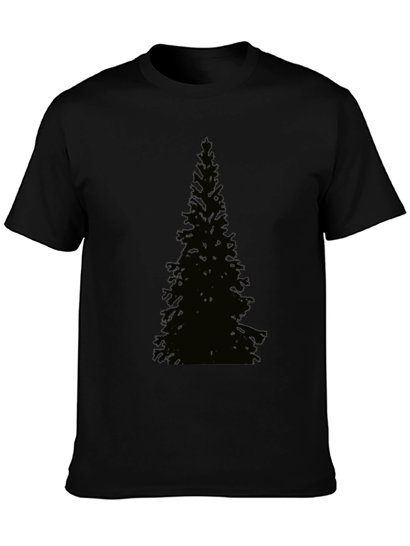 Evergreen Tree Graphic Tee - Black Cotton T-Shirt