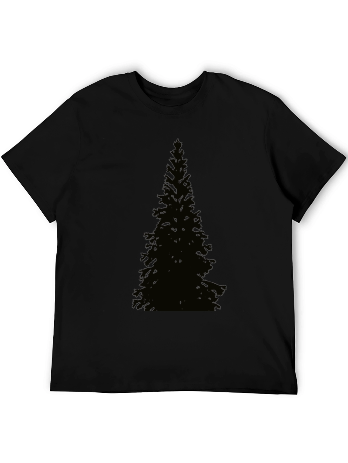 Evergreen Tree Graphic Tee - Black Cotton T-Shirt