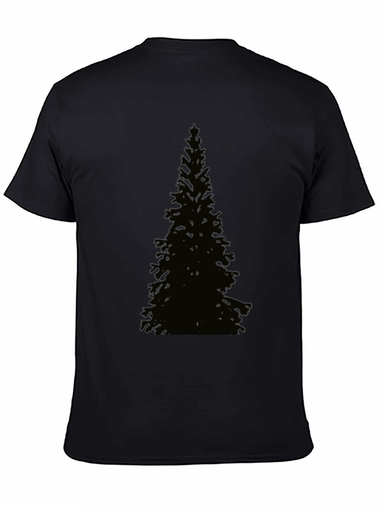 Evergreen Tree Graphic Tee - Black Cotton T-Shirt