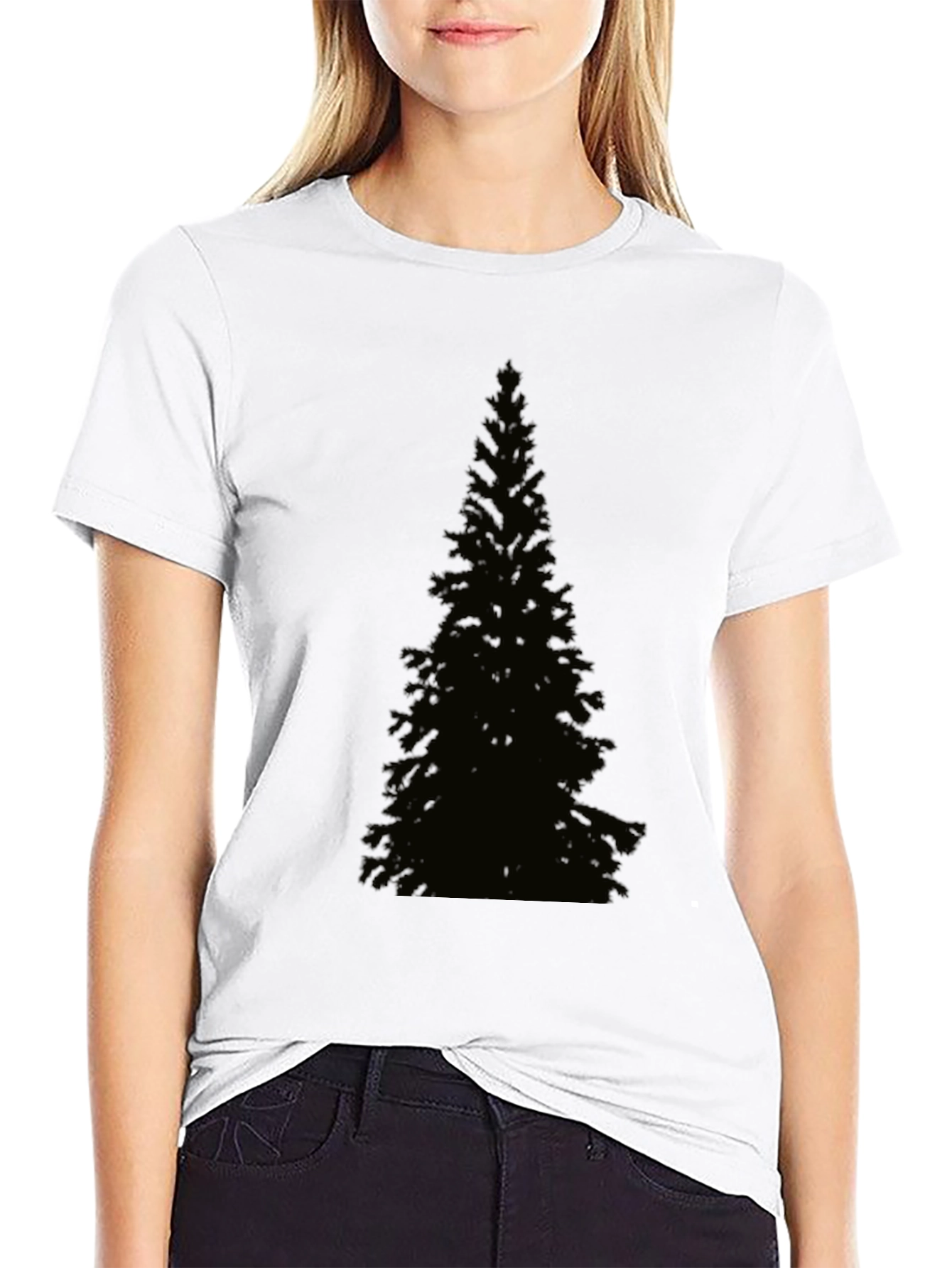 Evergreen Tree Graphic Tee - Black Cotton T-Shirt