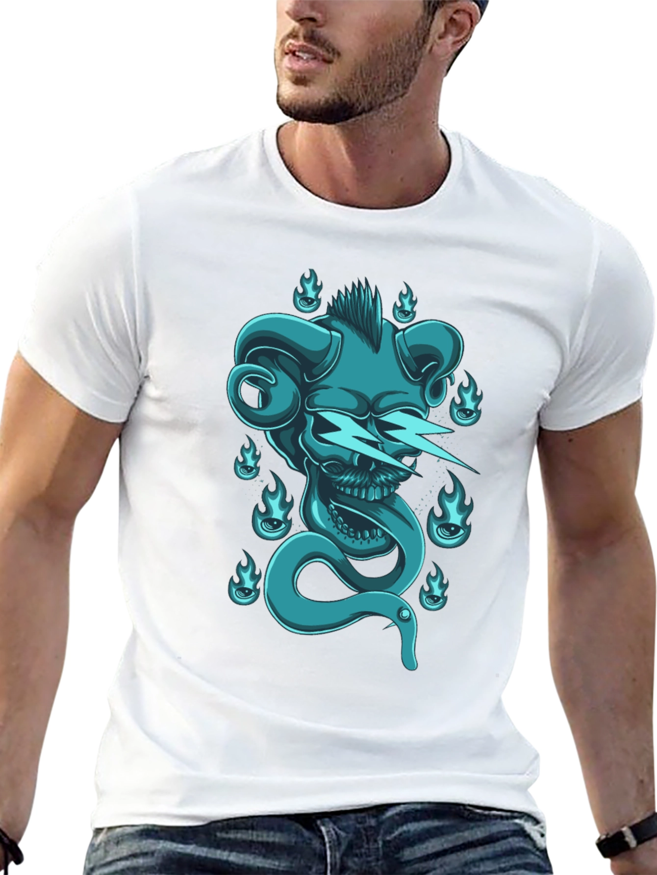 Skull & Snake Graphic Tee - Black
