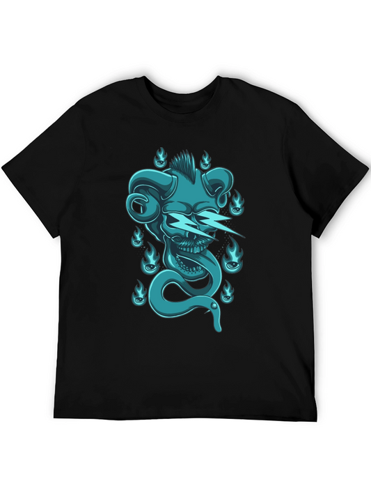 Skull & Snake Graphic Tee - Black