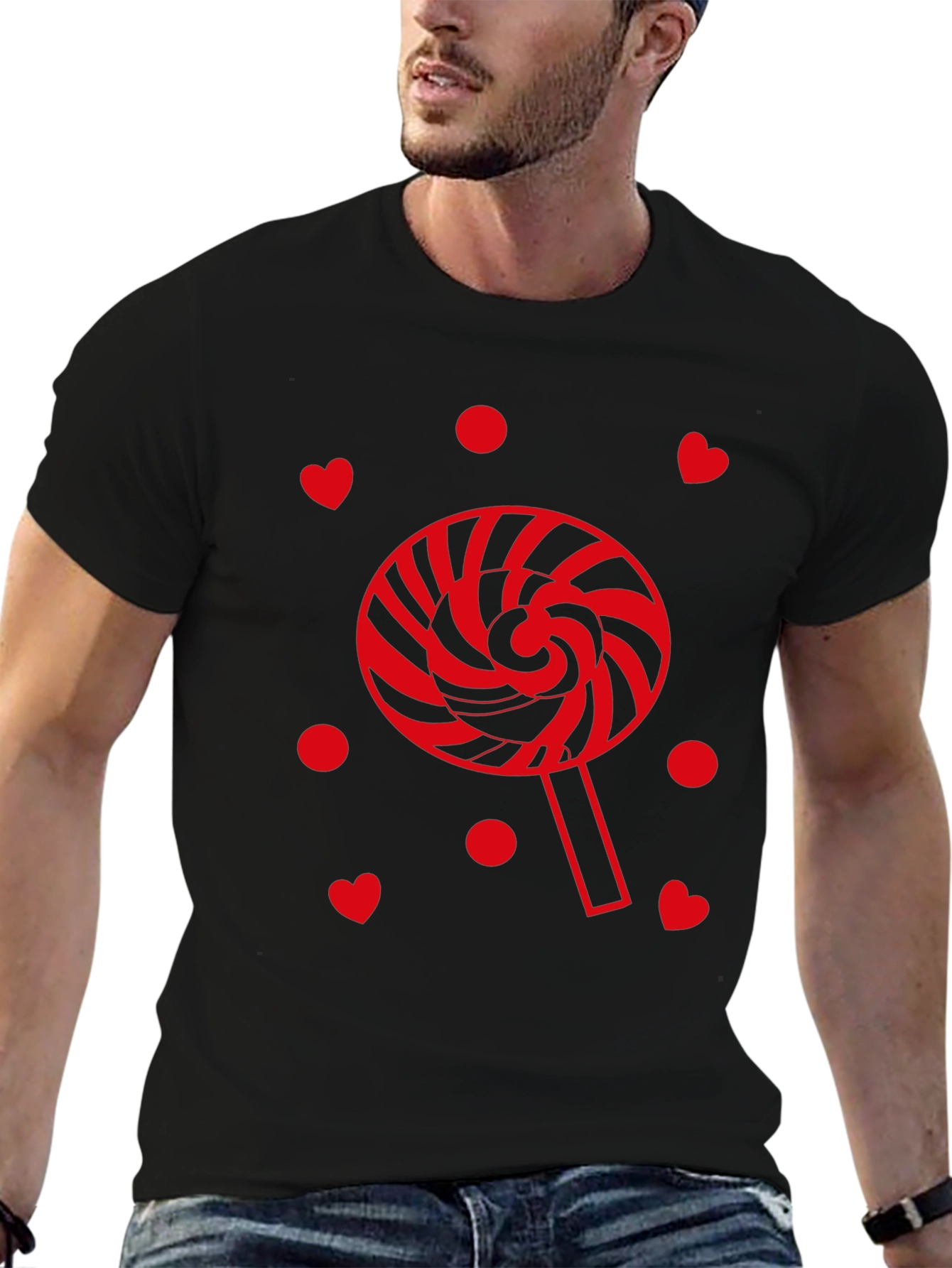 Lollipop Heart Graphic Tee - Black Casual Shirt