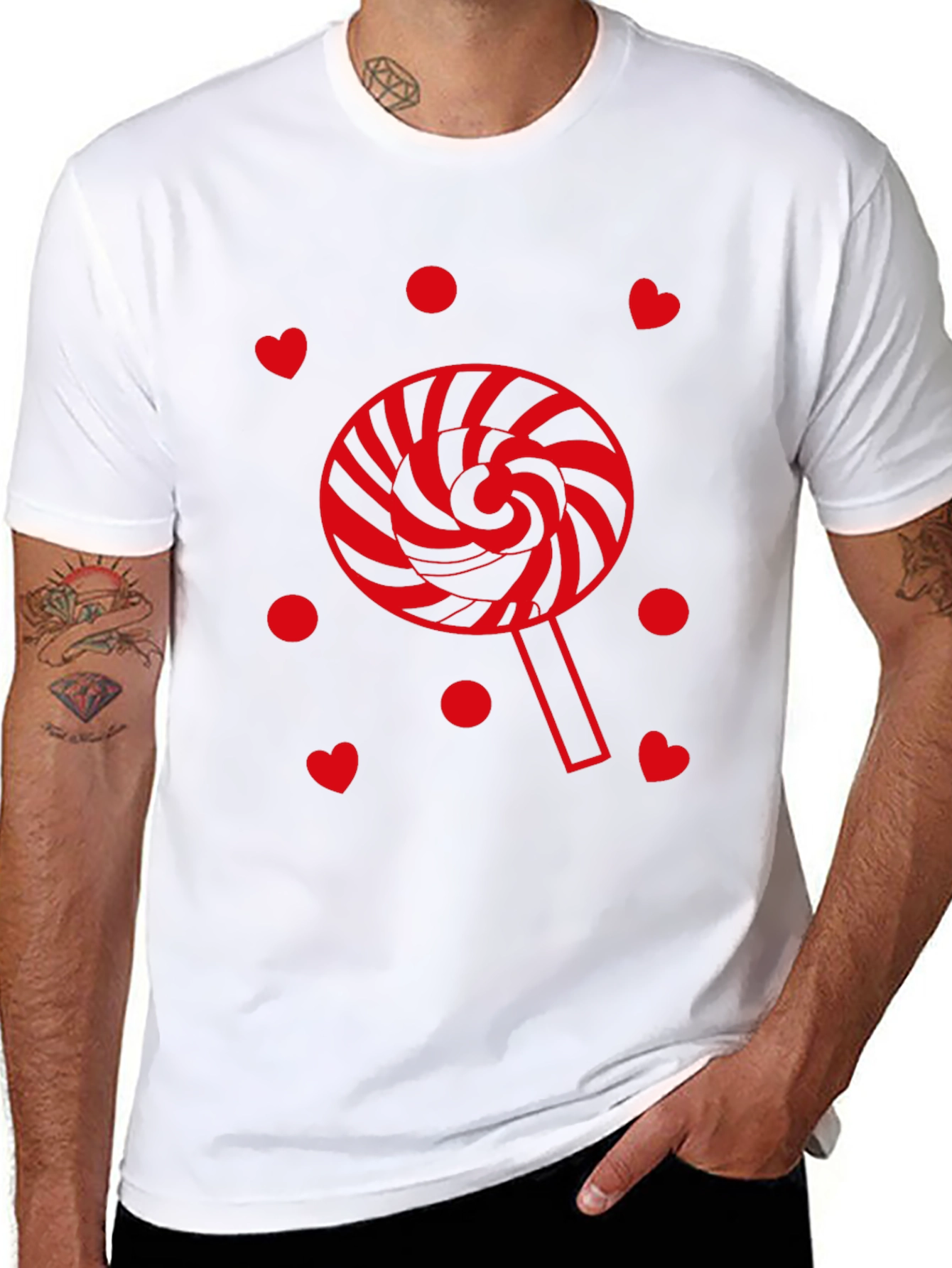Lollipop Heart Graphic Tee - Black Casual Shirt