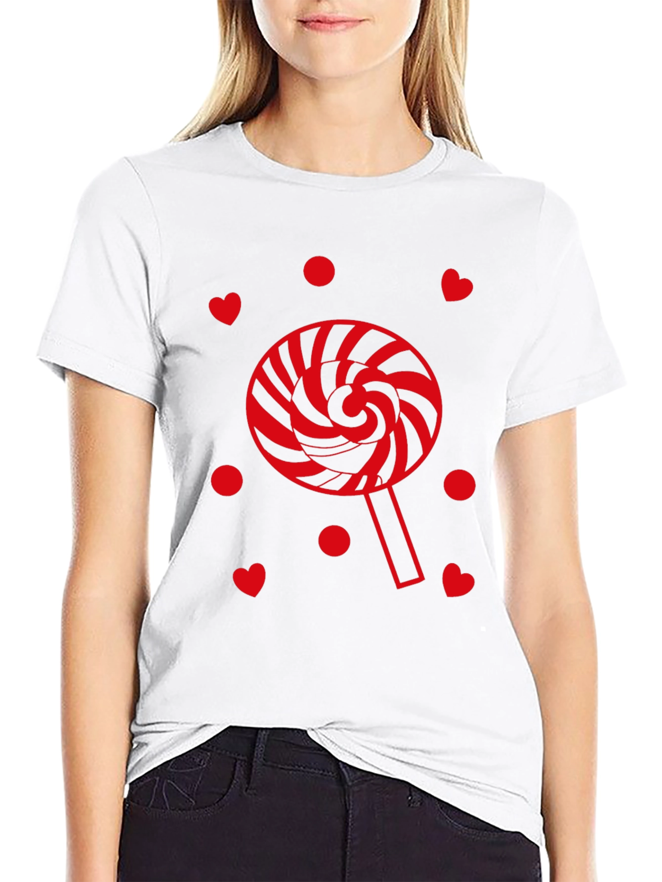 Lollipop Heart Graphic Tee - Black Casual Shirt
