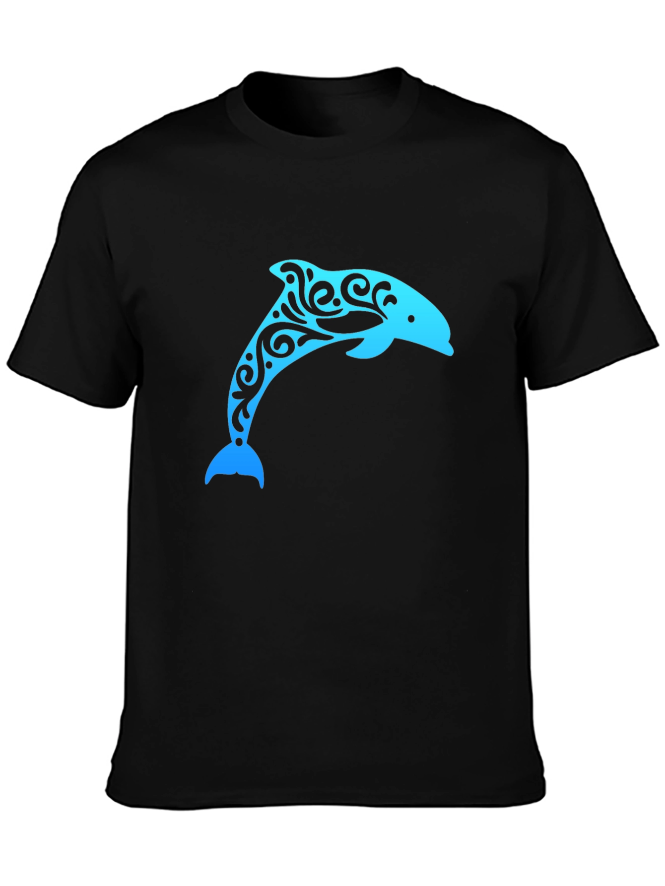 Stylish Dolphin Graphic Black T-Shirt