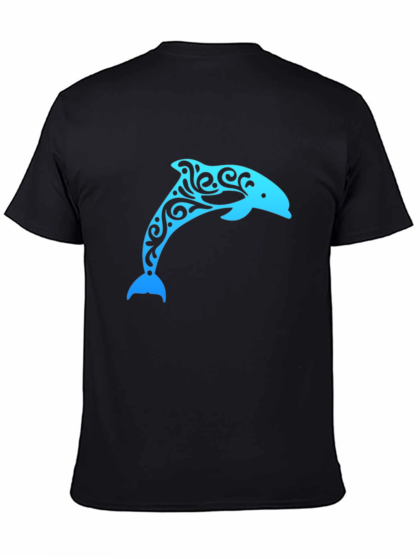 Stylish Dolphin Graphic Black T-Shirt
