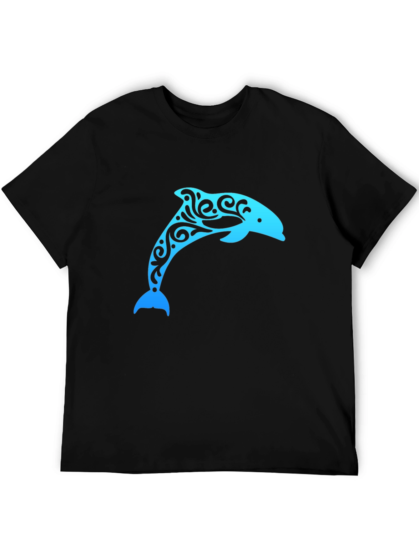 Stylish Dolphin Graphic Black T-Shirt