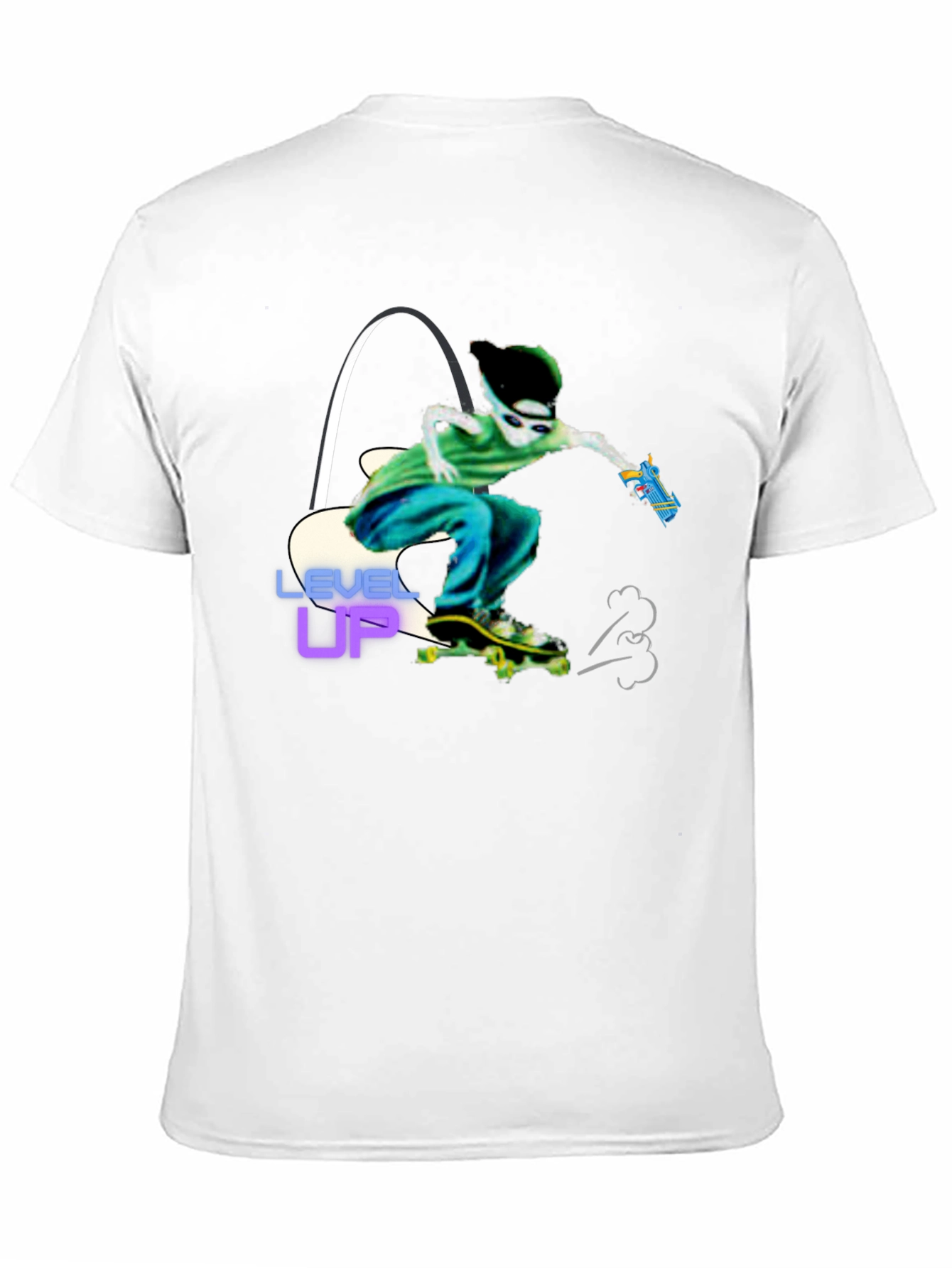 Level Up Graphic T-Shirt Skater Alien Design
