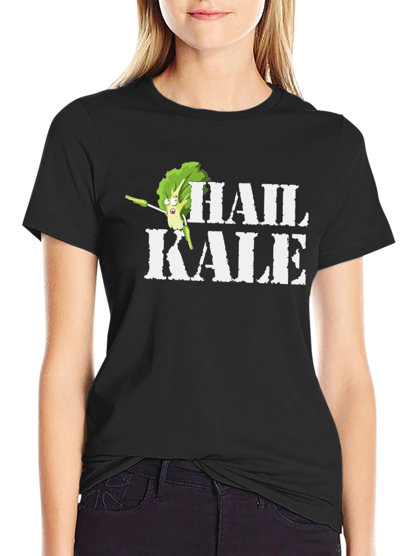 Hail Kale Funny Graphic T-Shirt - Black