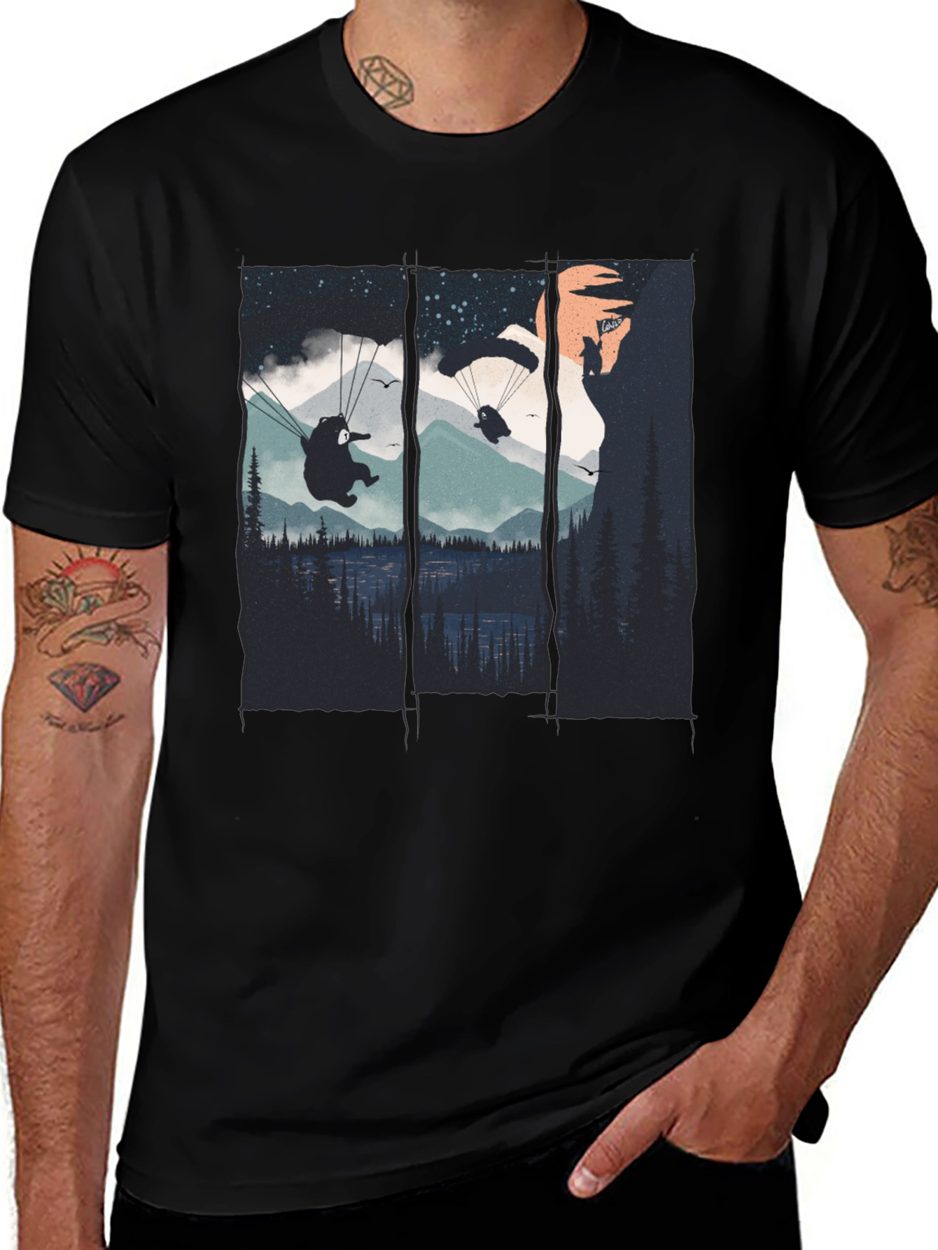 Paragliding Bears Graphic Tee - Adventure Awaits!