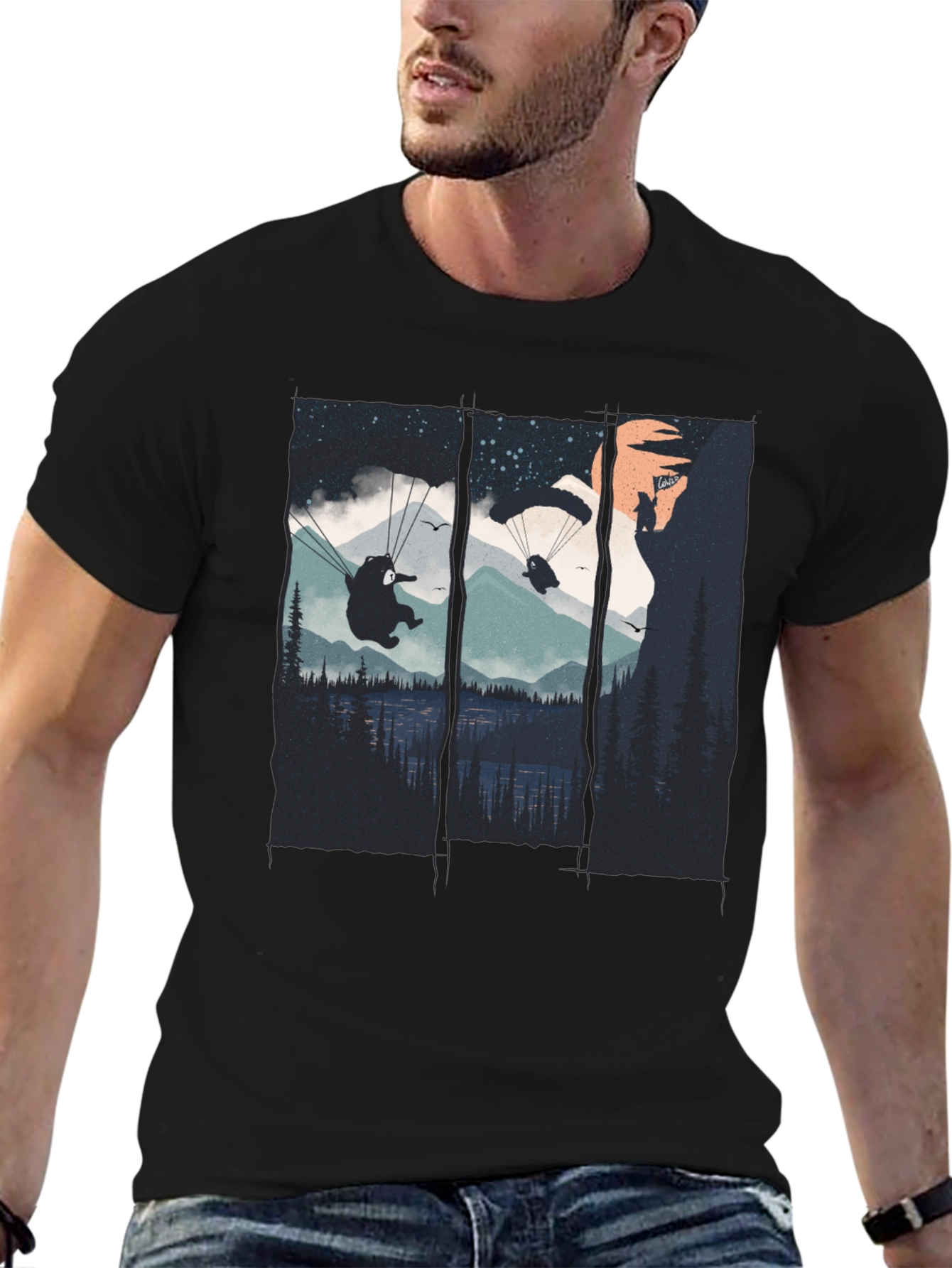 Paragliding Bears Graphic Tee - Adventure Awaits!