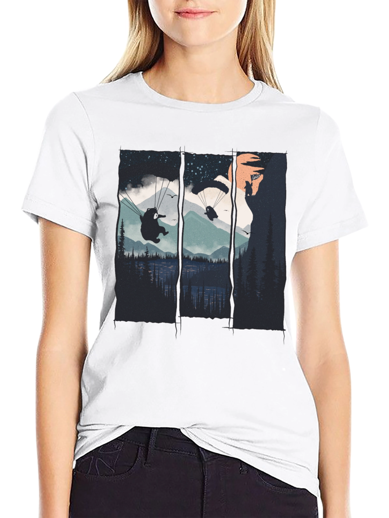 Paragliding Bears Graphic Tee - Adventure Awaits!
