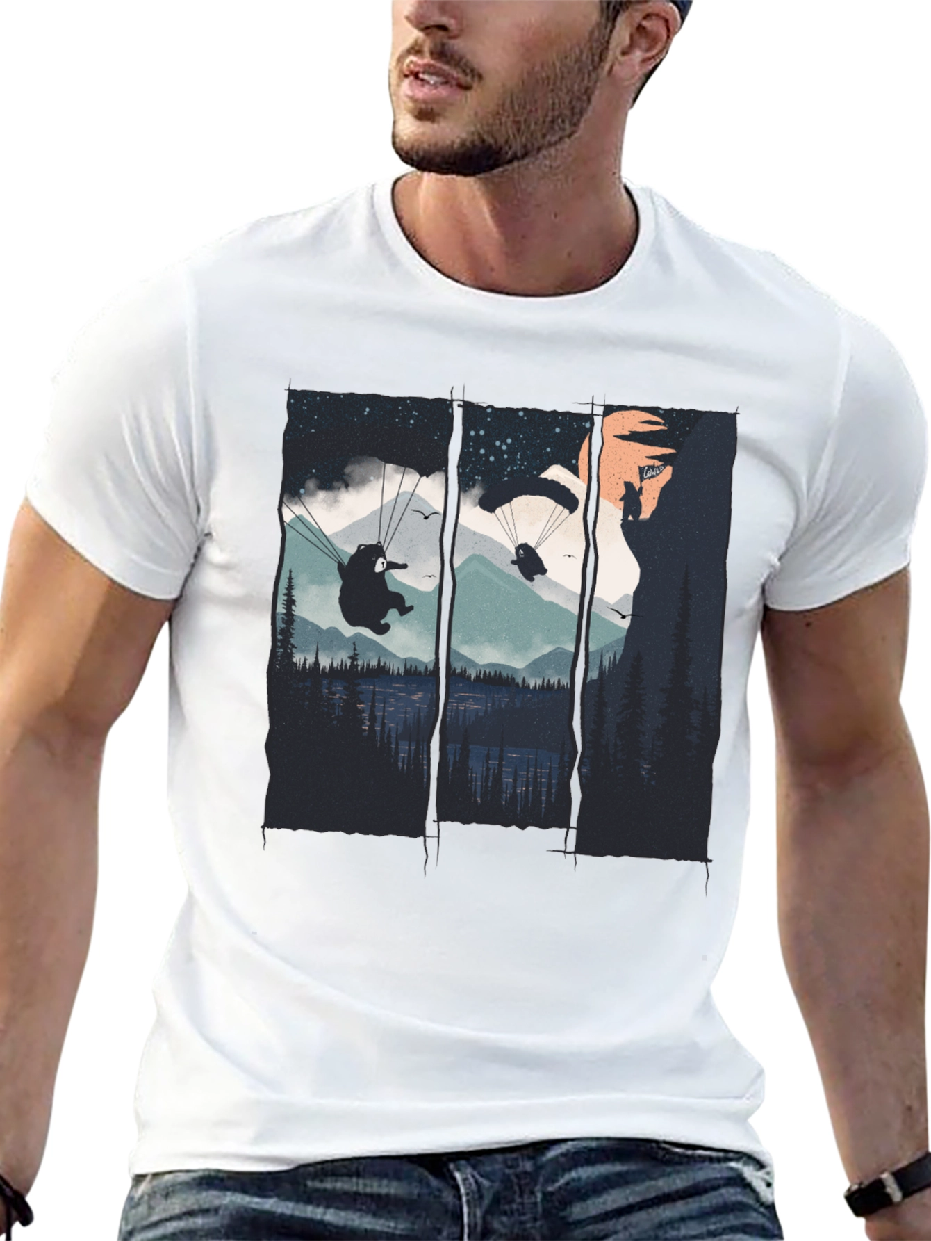 Paragliding Bears Graphic Tee - Adventure Awaits!