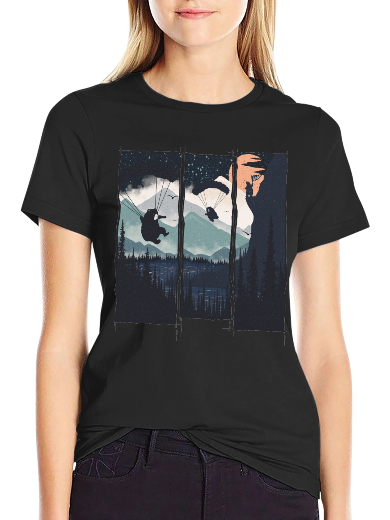 Paragliding Bears Graphic Tee - Adventure Awaits!
