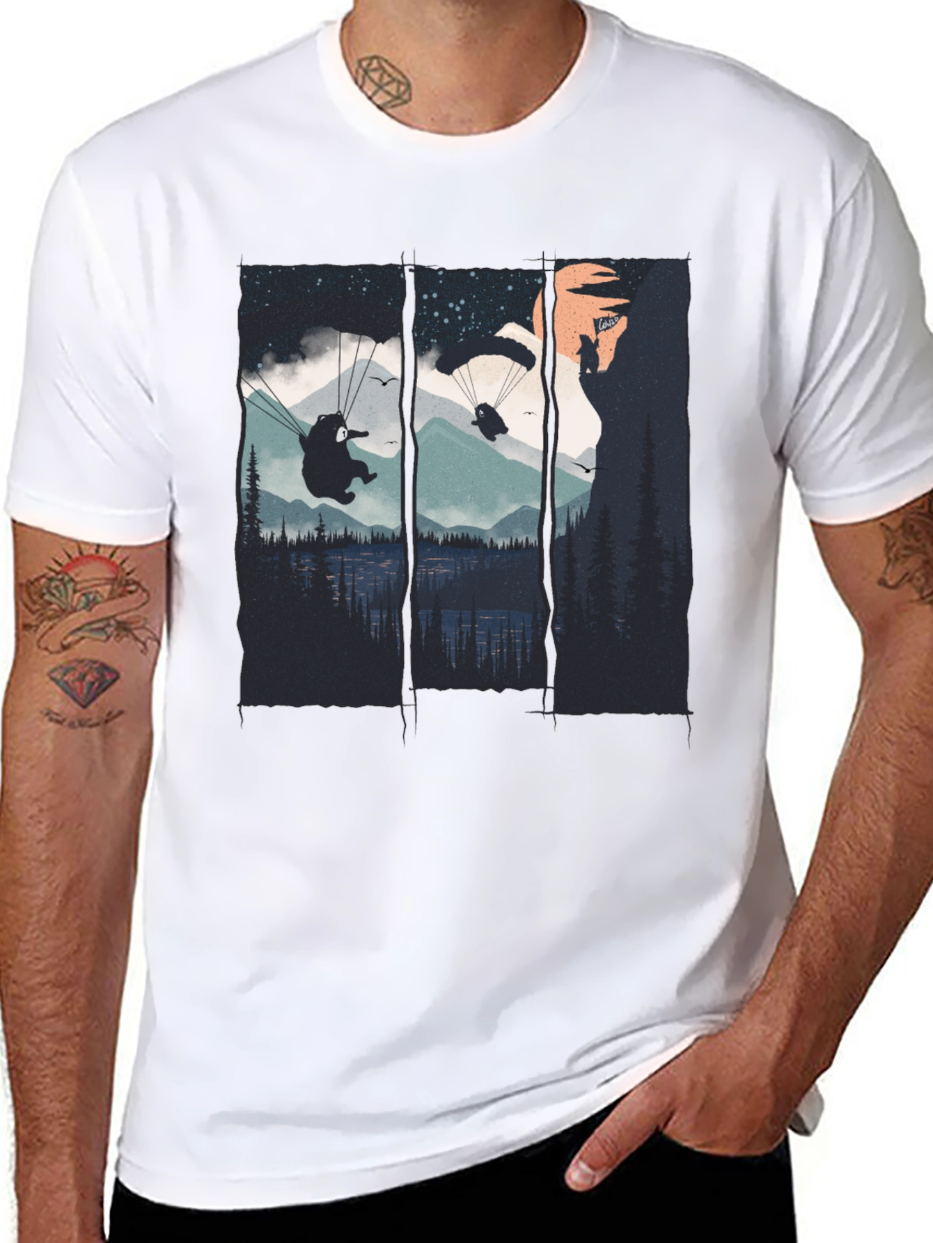 Paragliding Bears Graphic Tee - Adventure Awaits!