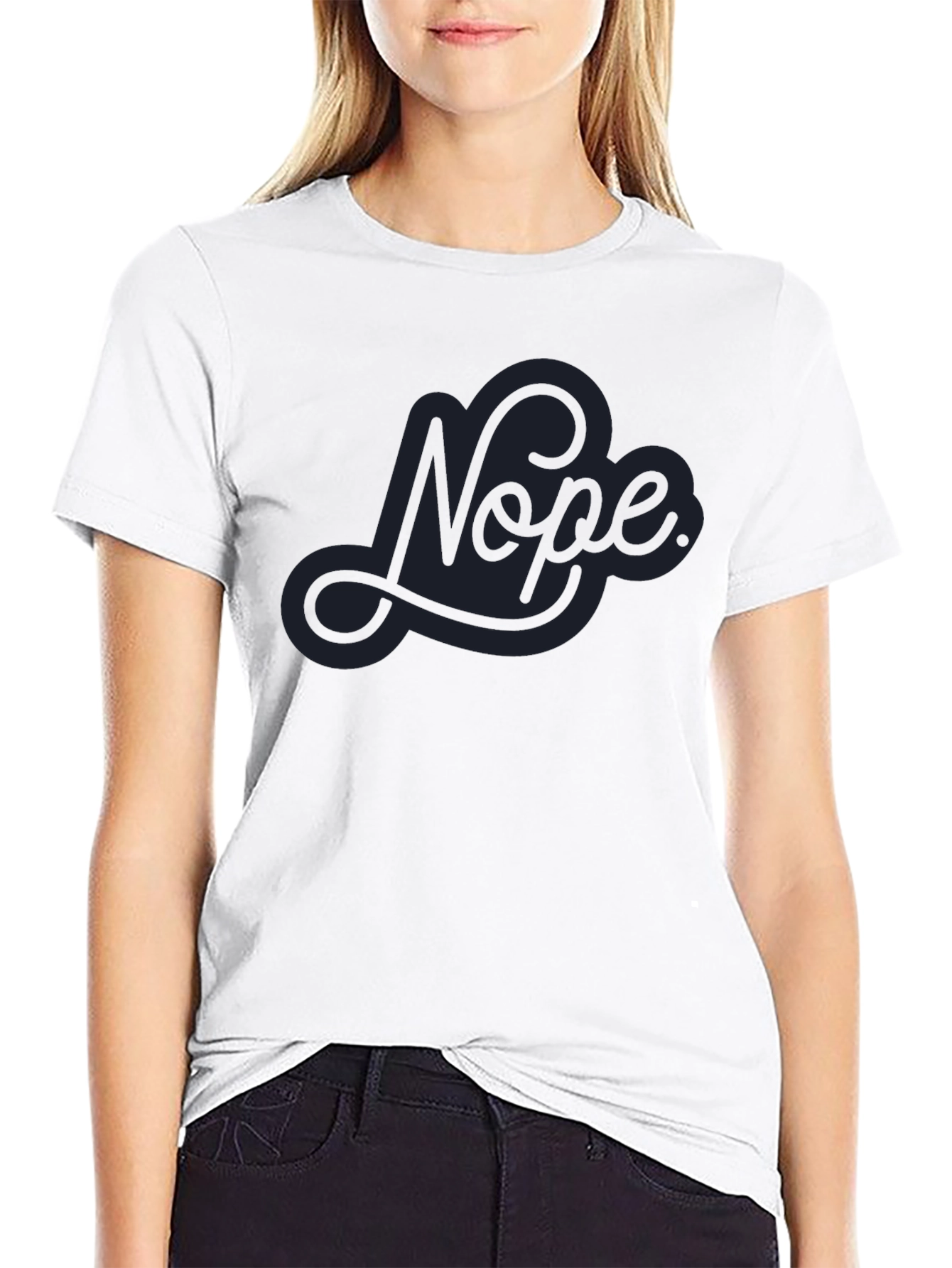 Nope Graphic T-Shirt - Casual Black Tee