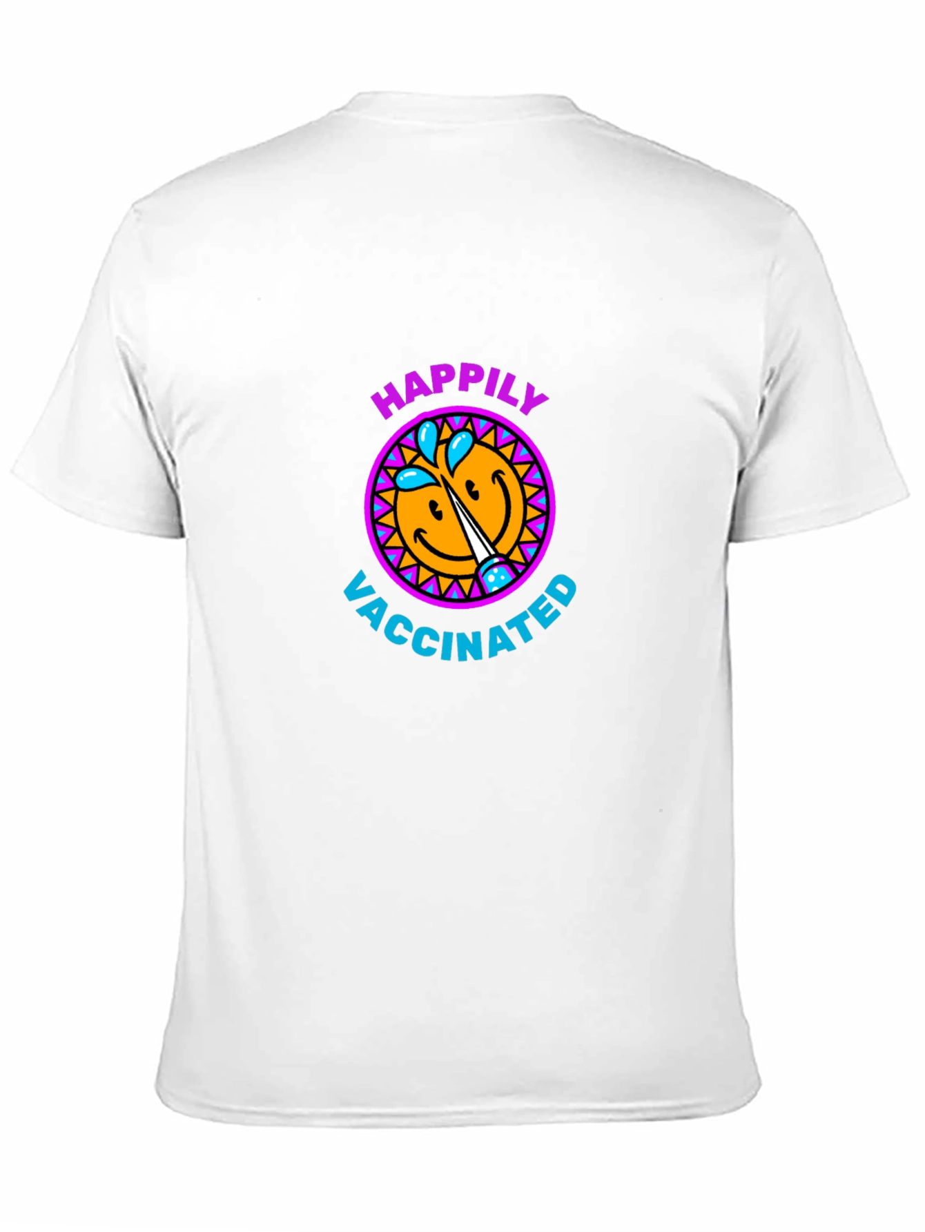 Happily Vaccinated Smiley Face Graphic T-Shirt
