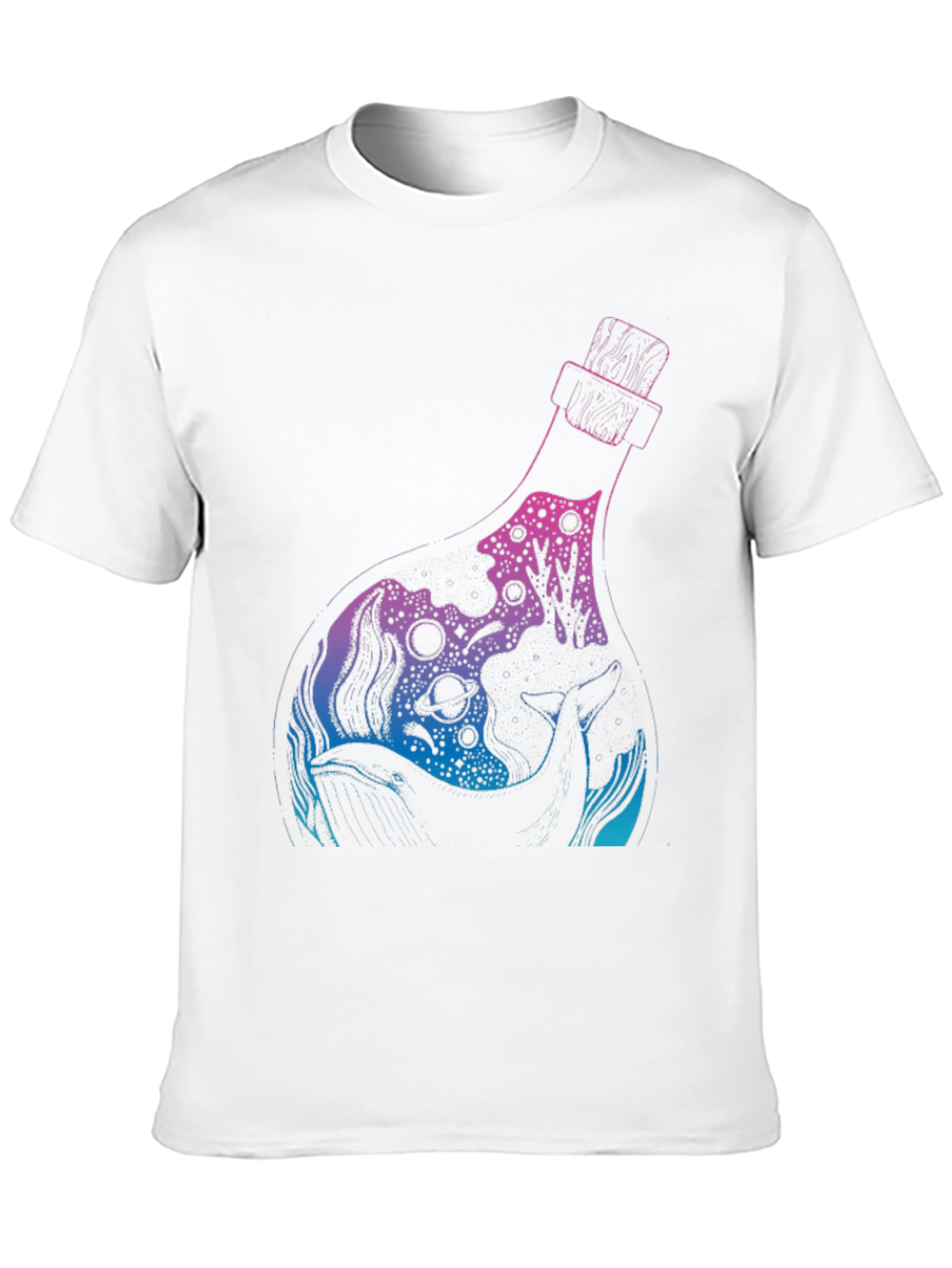 Whale Bottle Graphic Black T-Shirt