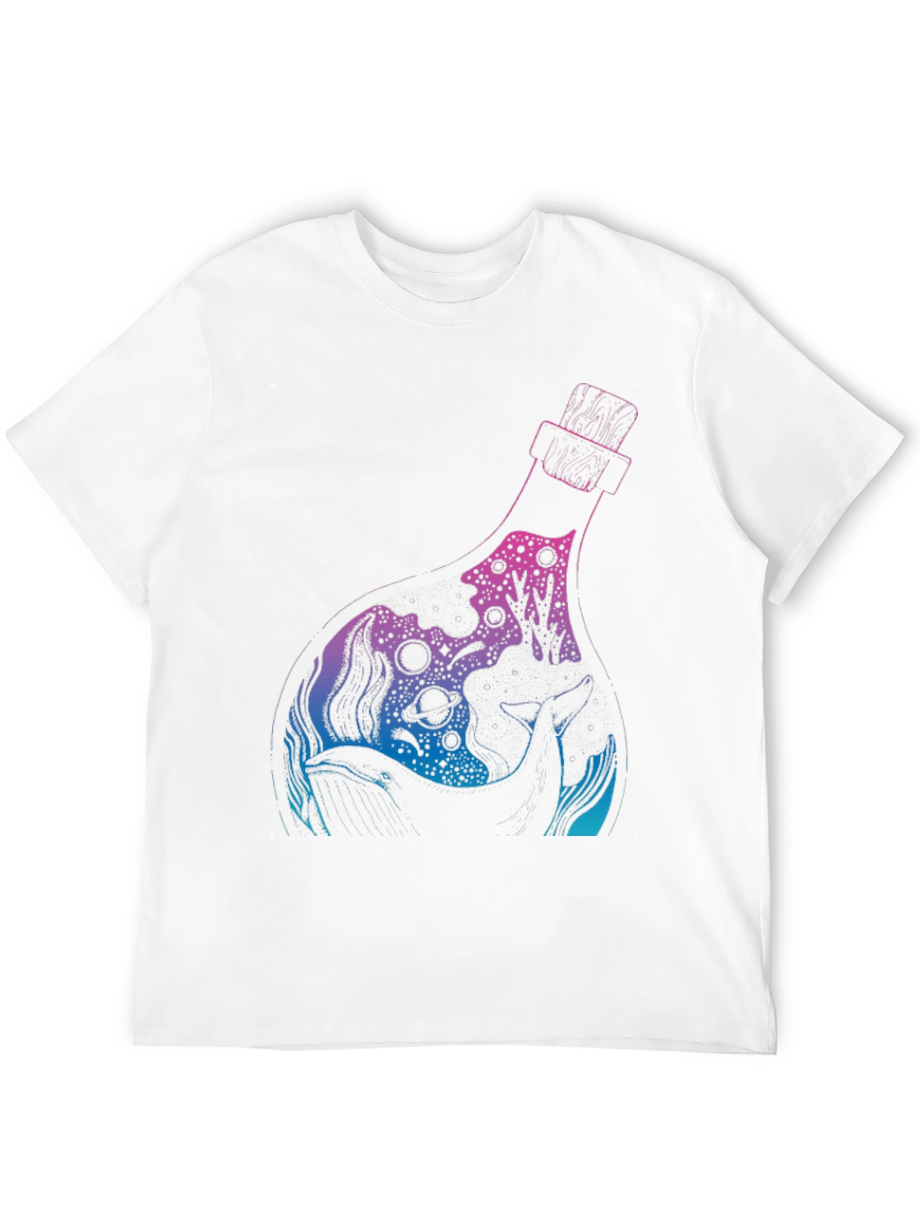 Whale Bottle Graphic Black T-Shirt