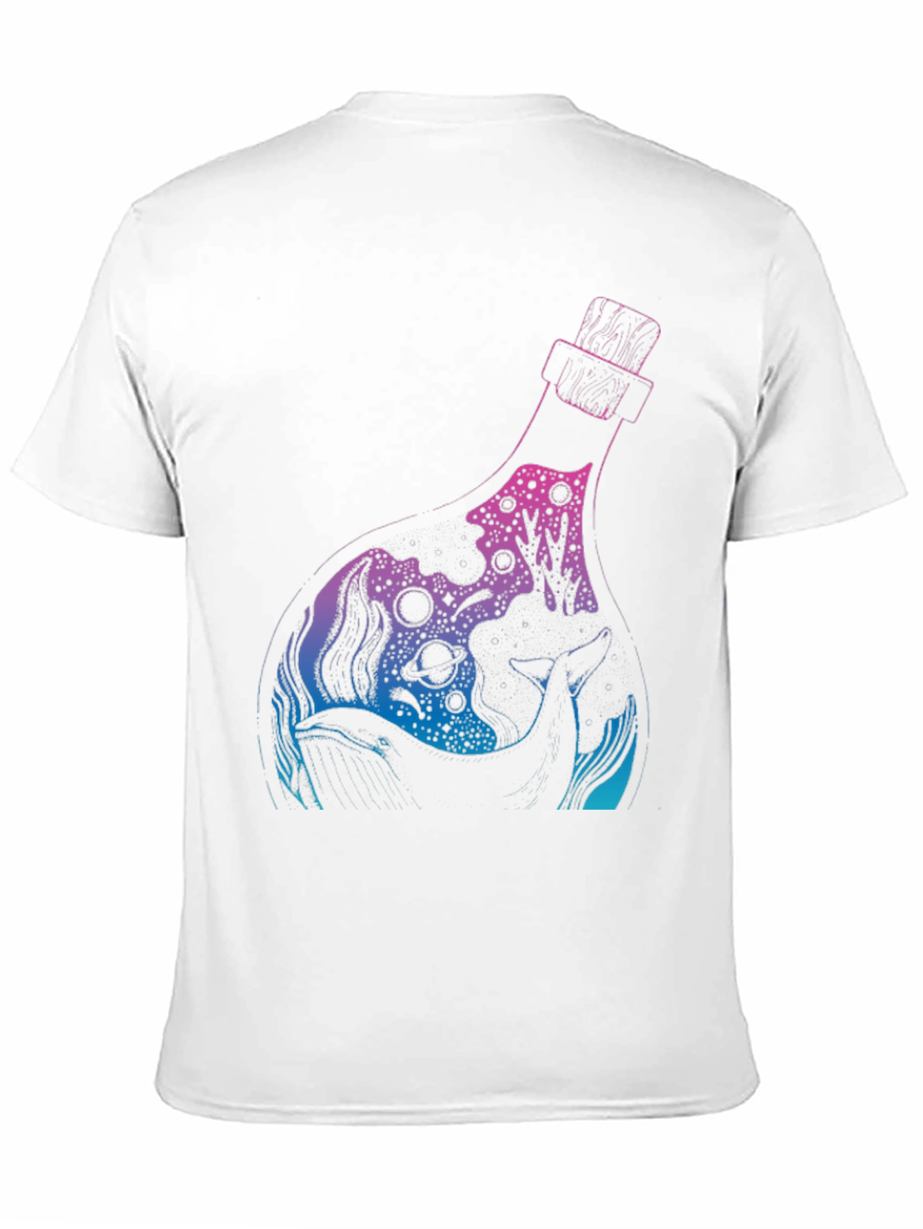Whale Bottle Graphic Black T-Shirt